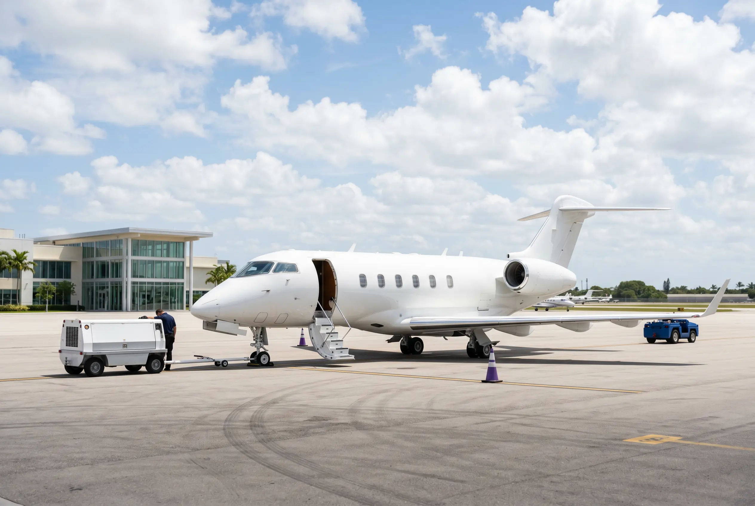 Bombardier Challenger 300 on a South Florida ramp before a Miami to New York departure