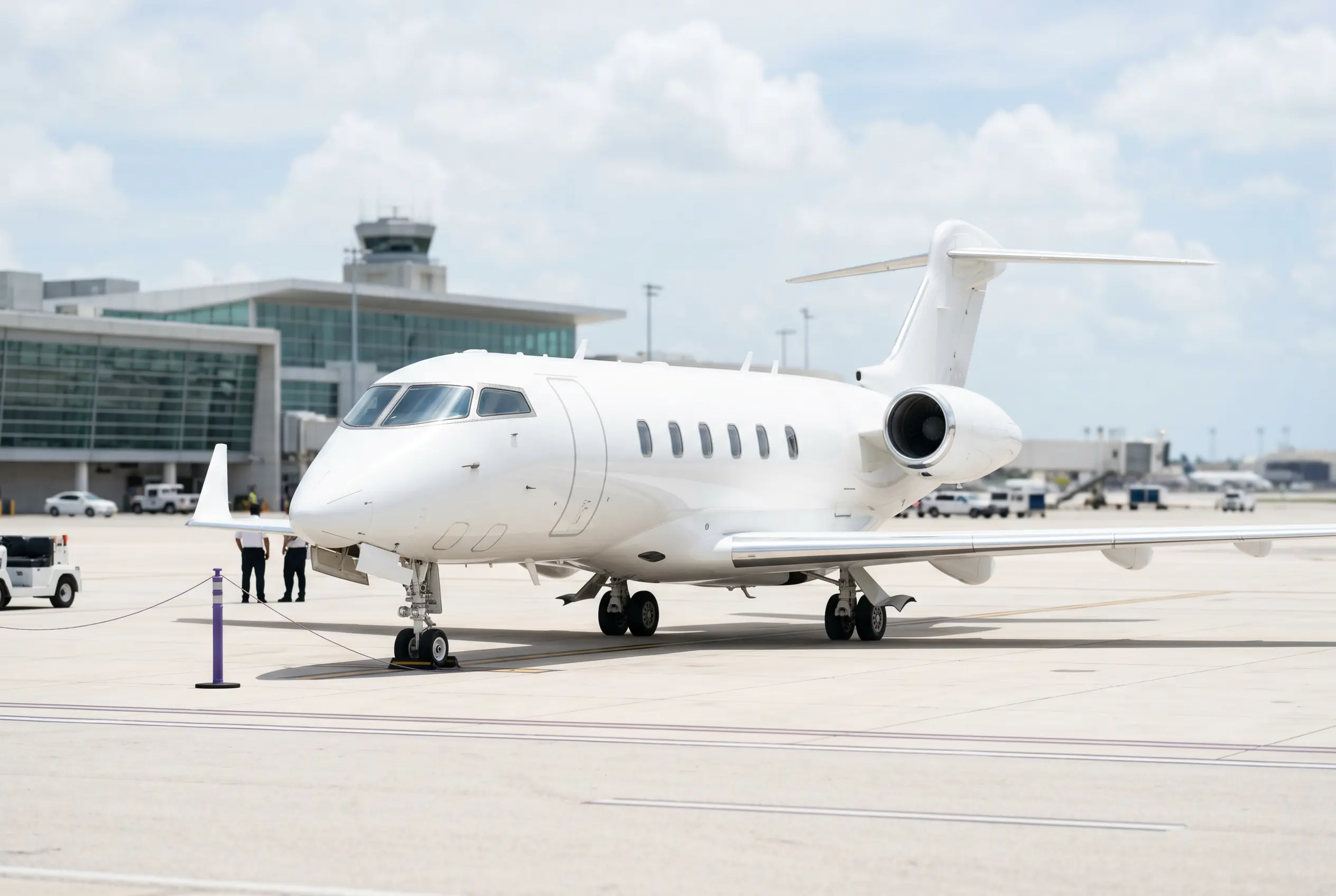 Bombardier Challenger 300 on a Miami ramp ahead of a flight to New York