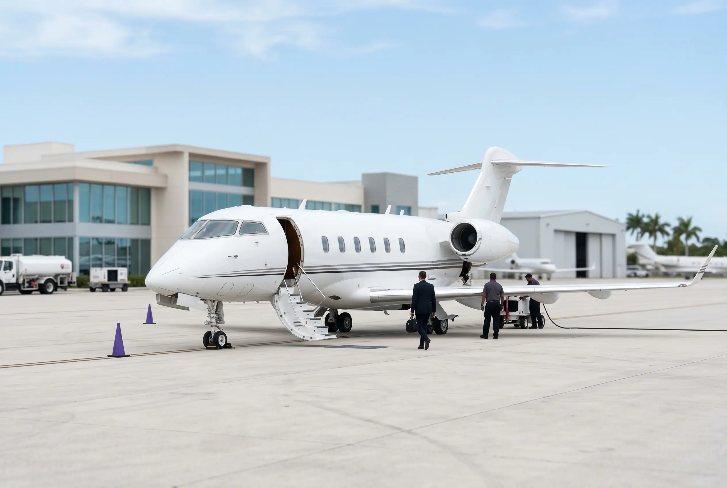 Bombardier Challenger 350 on a South Florida ramp before a Miami to New York departure