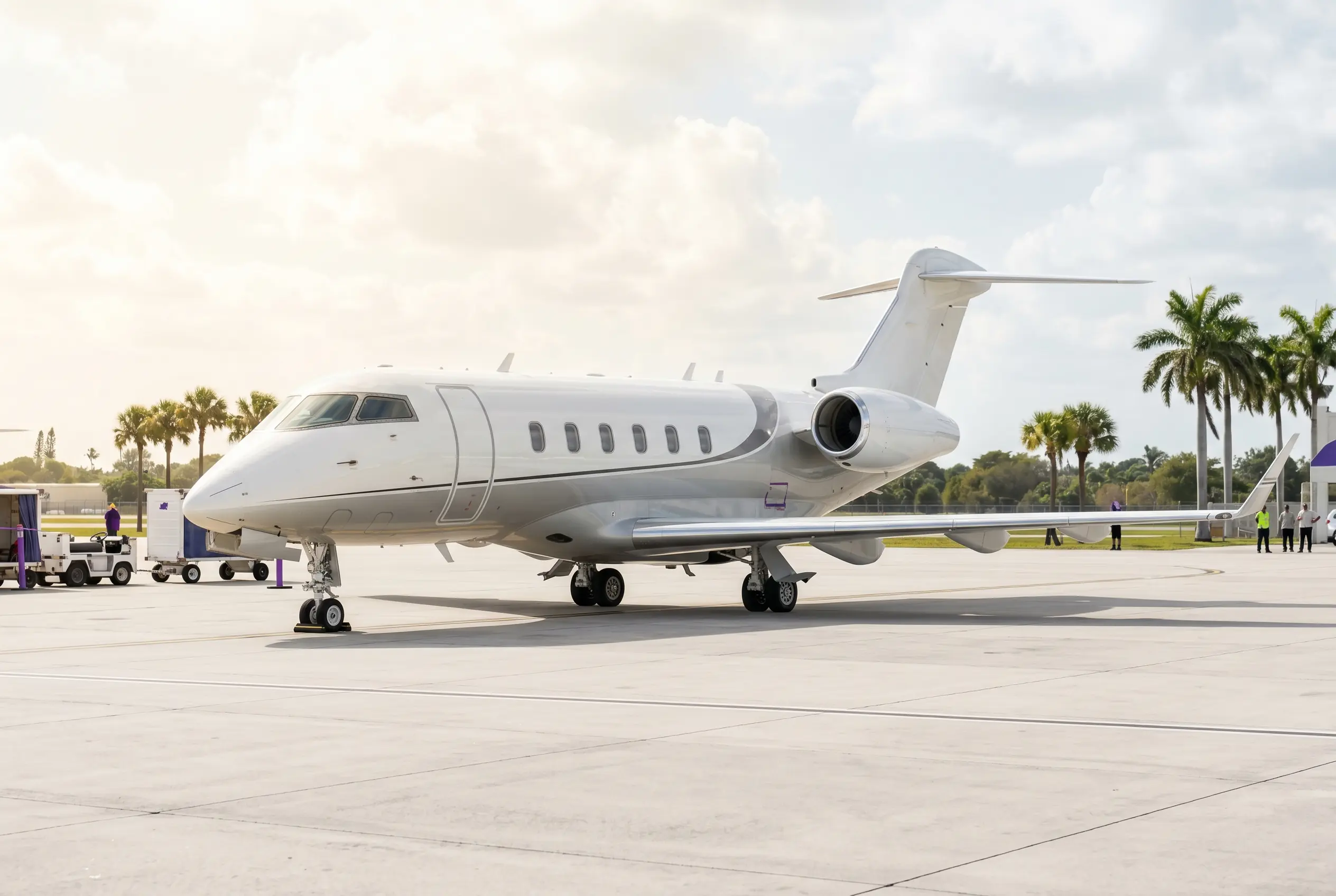Bombardier Challenger 3500 on a South Florida ramp before a Miami to New York departure