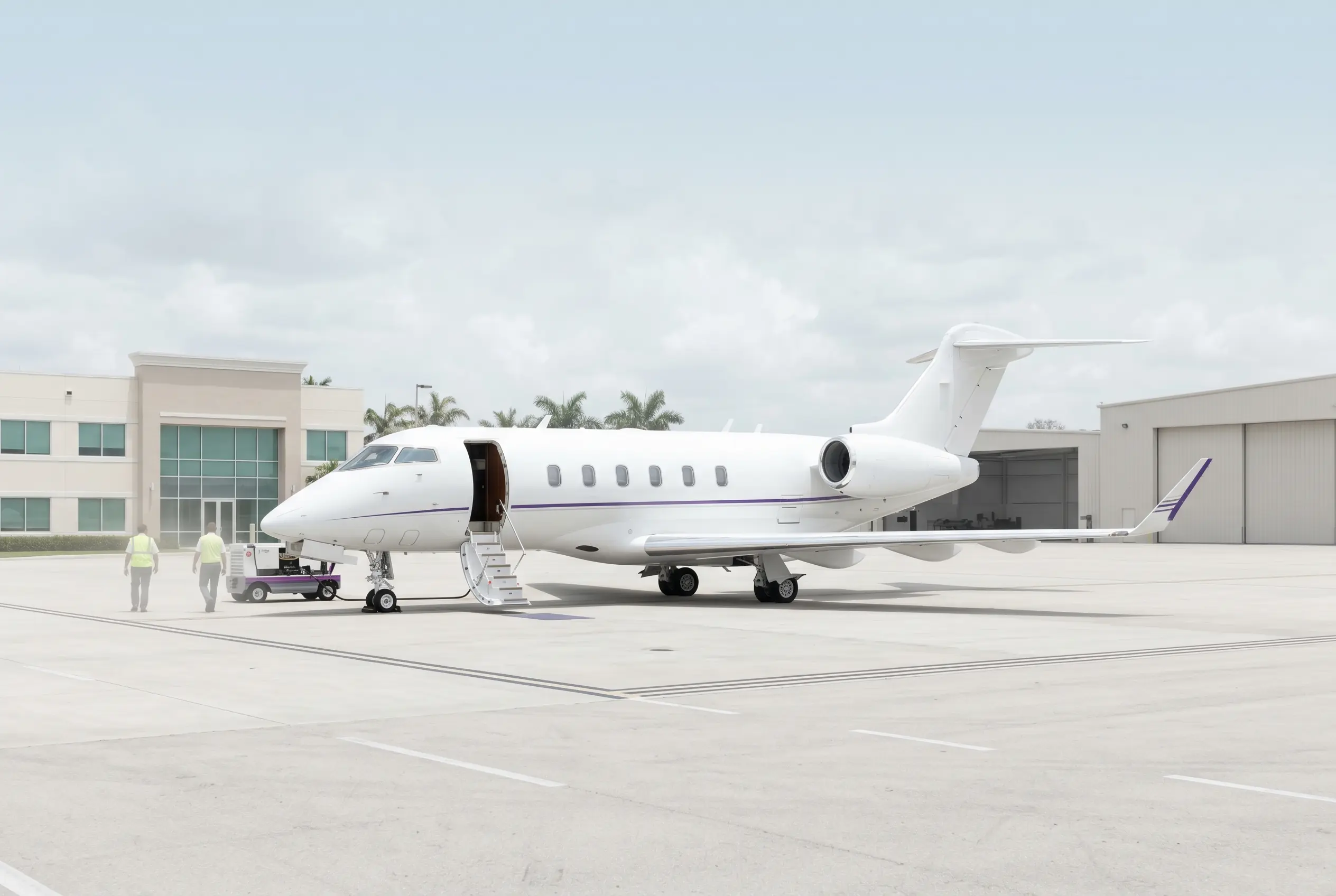 Bombardier Challenger 3500 on a Miami ramp ahead of a flight to New York