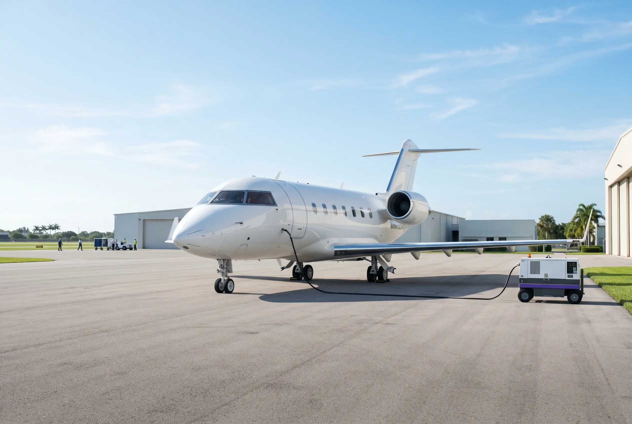 Bombardier Challenger 650 on a South Florida ramp before a Miami to New York departure