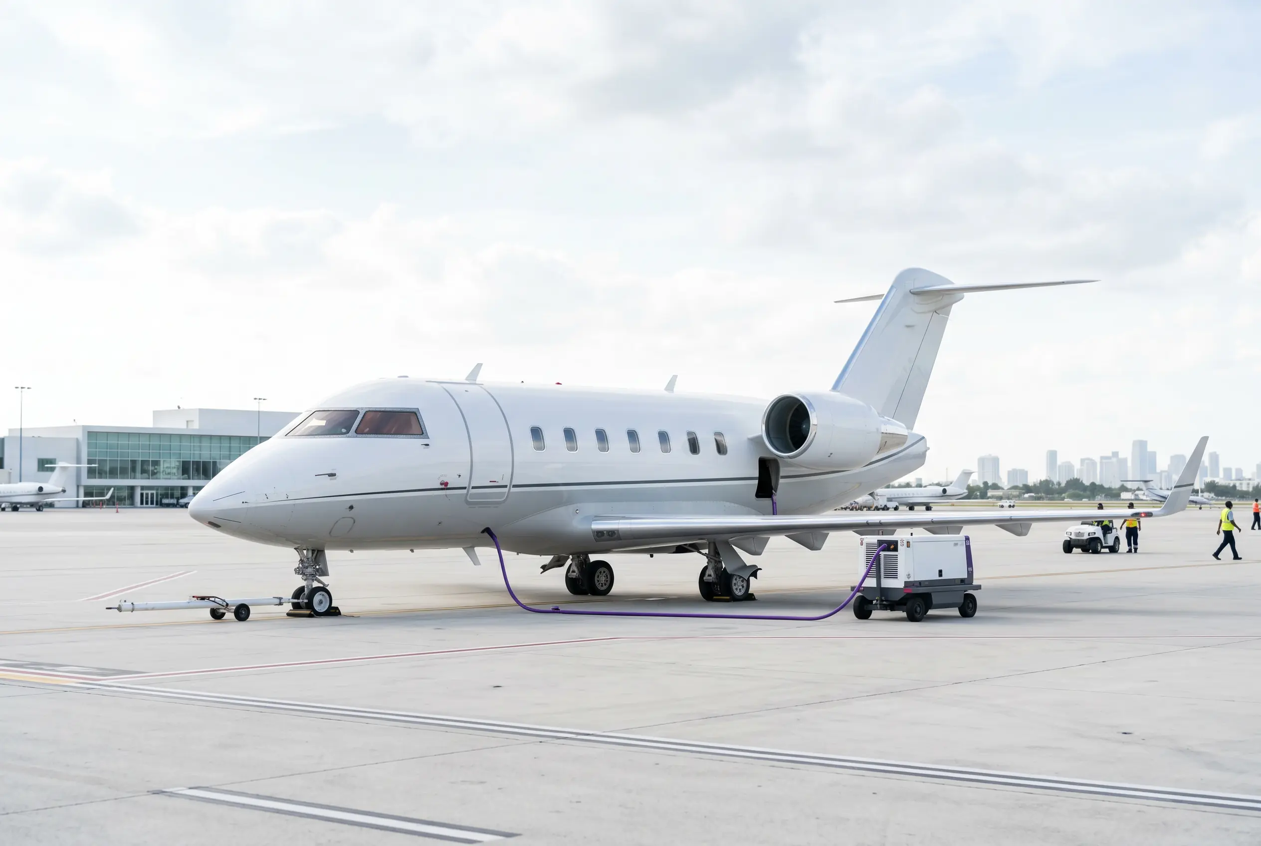 Bombardier Challenger 650 on a Miami ramp ahead of a flight to New York