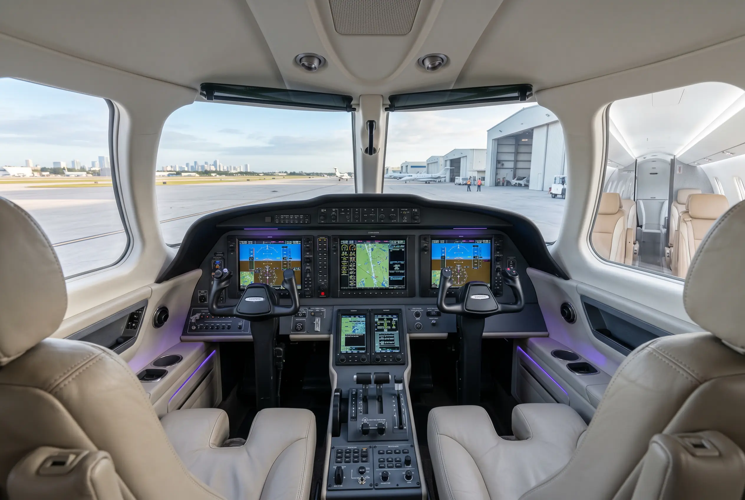 Cessna Citation CJ3+ Garmin glass cockpit ahead of a Miami to New York flight