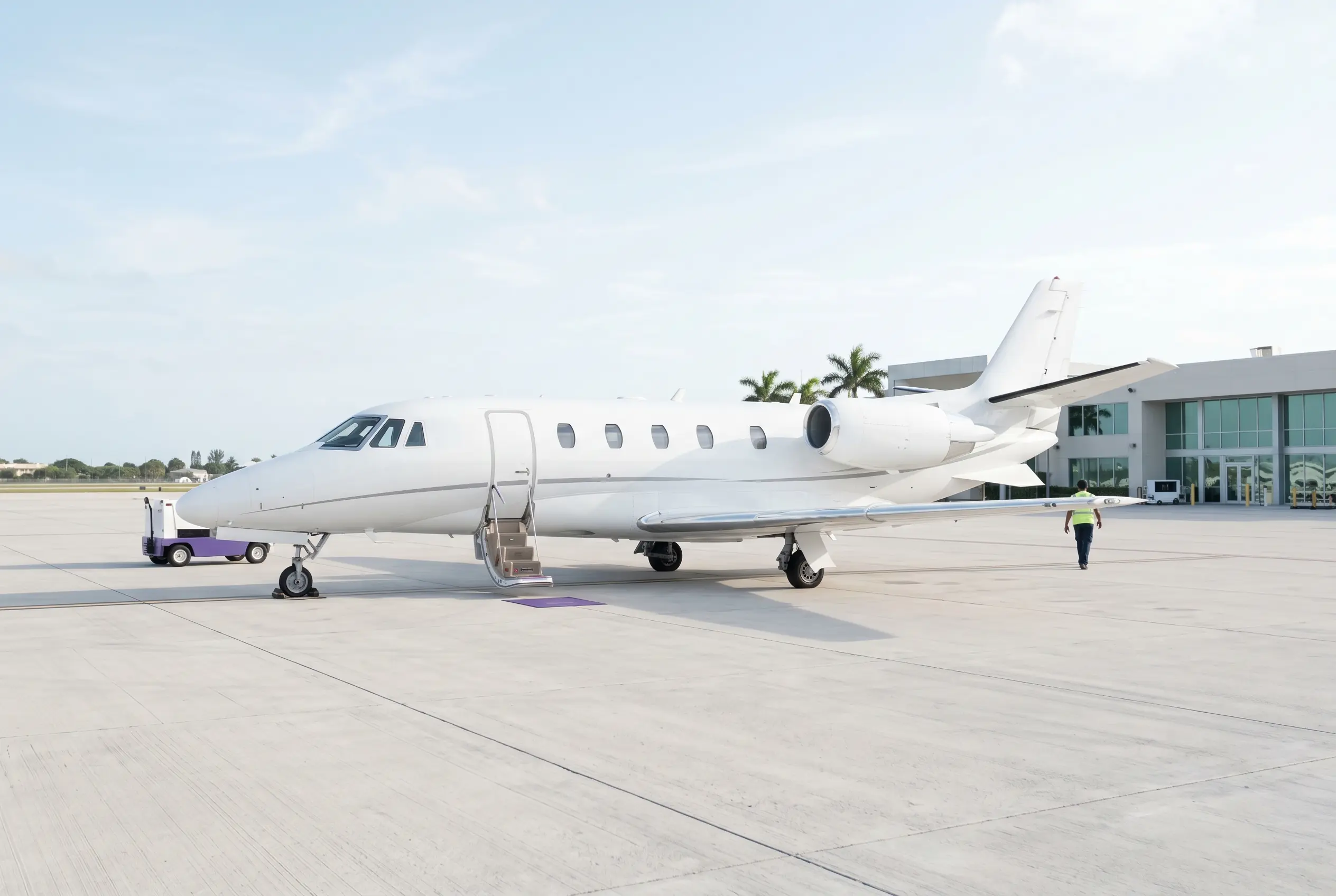 Cessna Citation Excel on a Miami ramp ahead of a flight to New York
