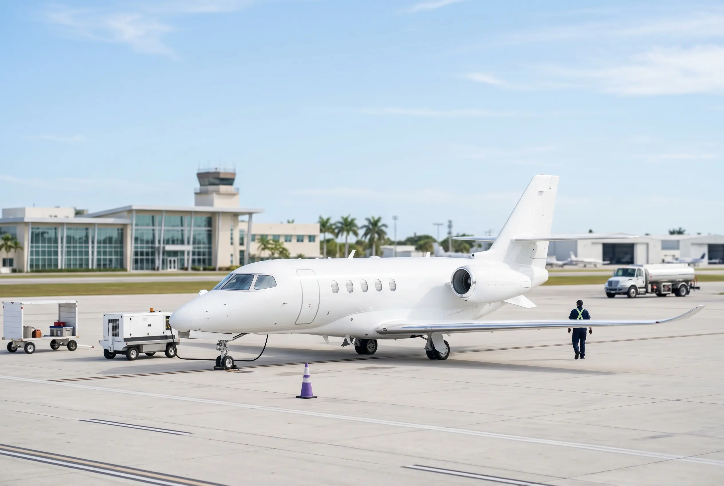 Cessna Citation Latitude on a Miami ramp ahead of a flight to New York