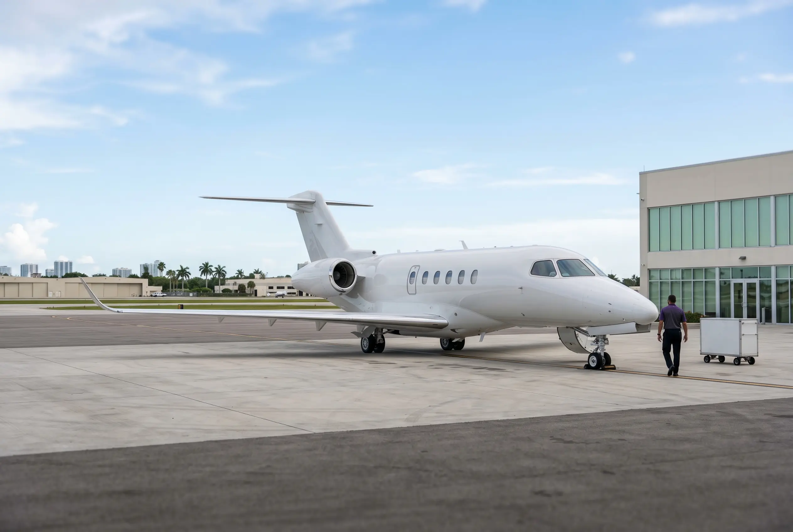 Cessna Citation Longitude on a South Florida ramp before a Miami to New York departure