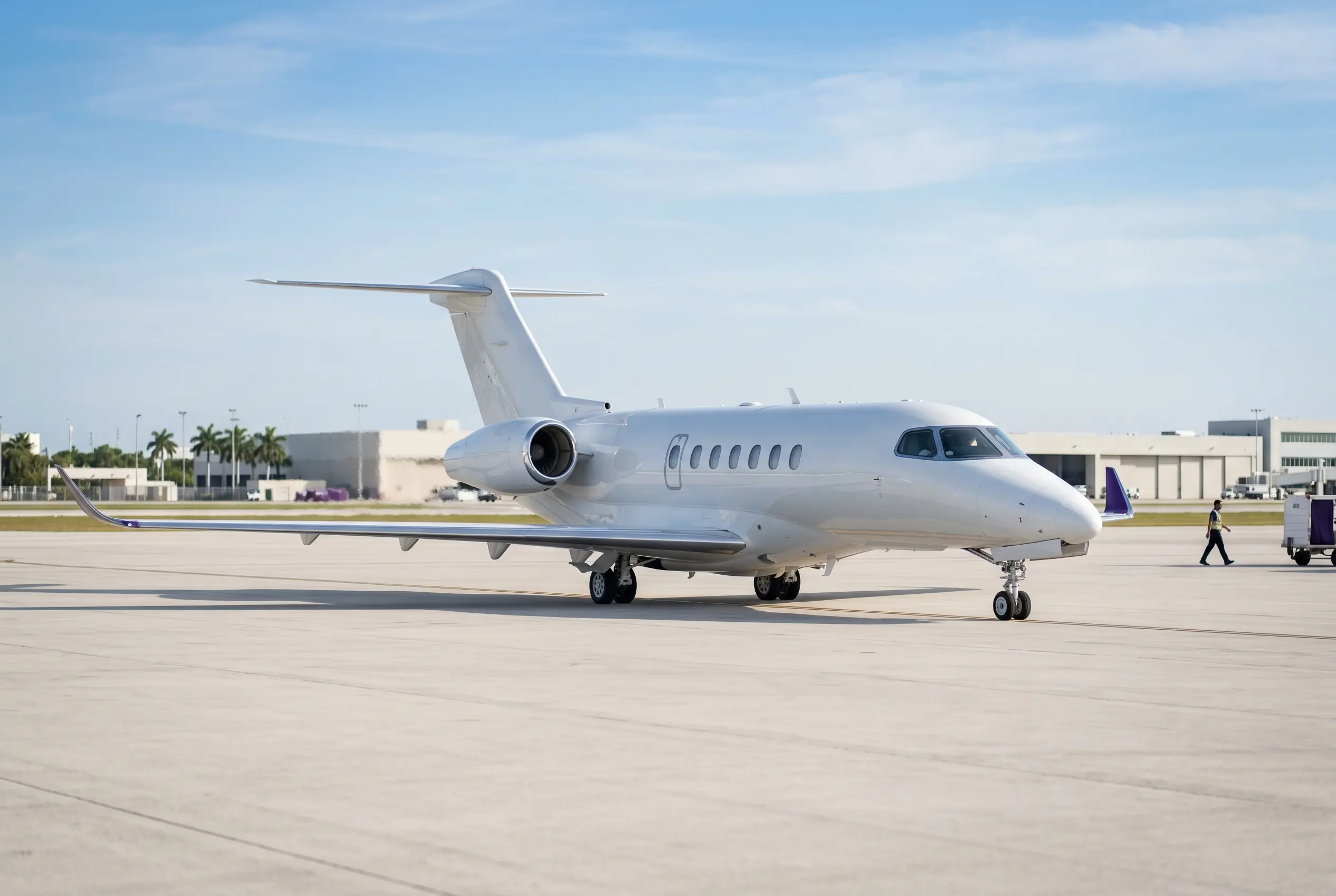 Cessna Citation Longitude on a Miami ramp ahead of a flight to New York