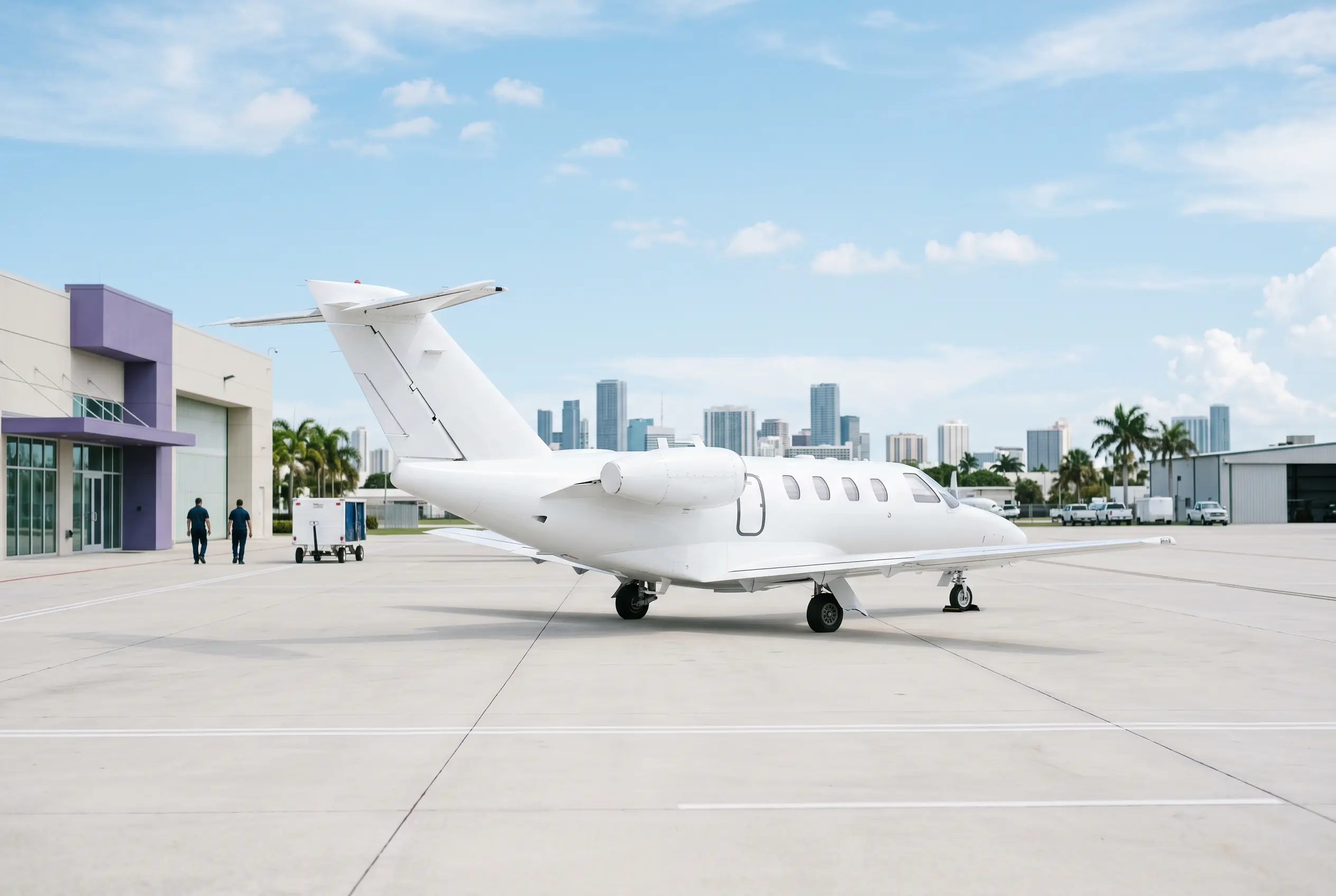 Cessna Citation M2 on a Miami ramp ahead of a flight to New York
