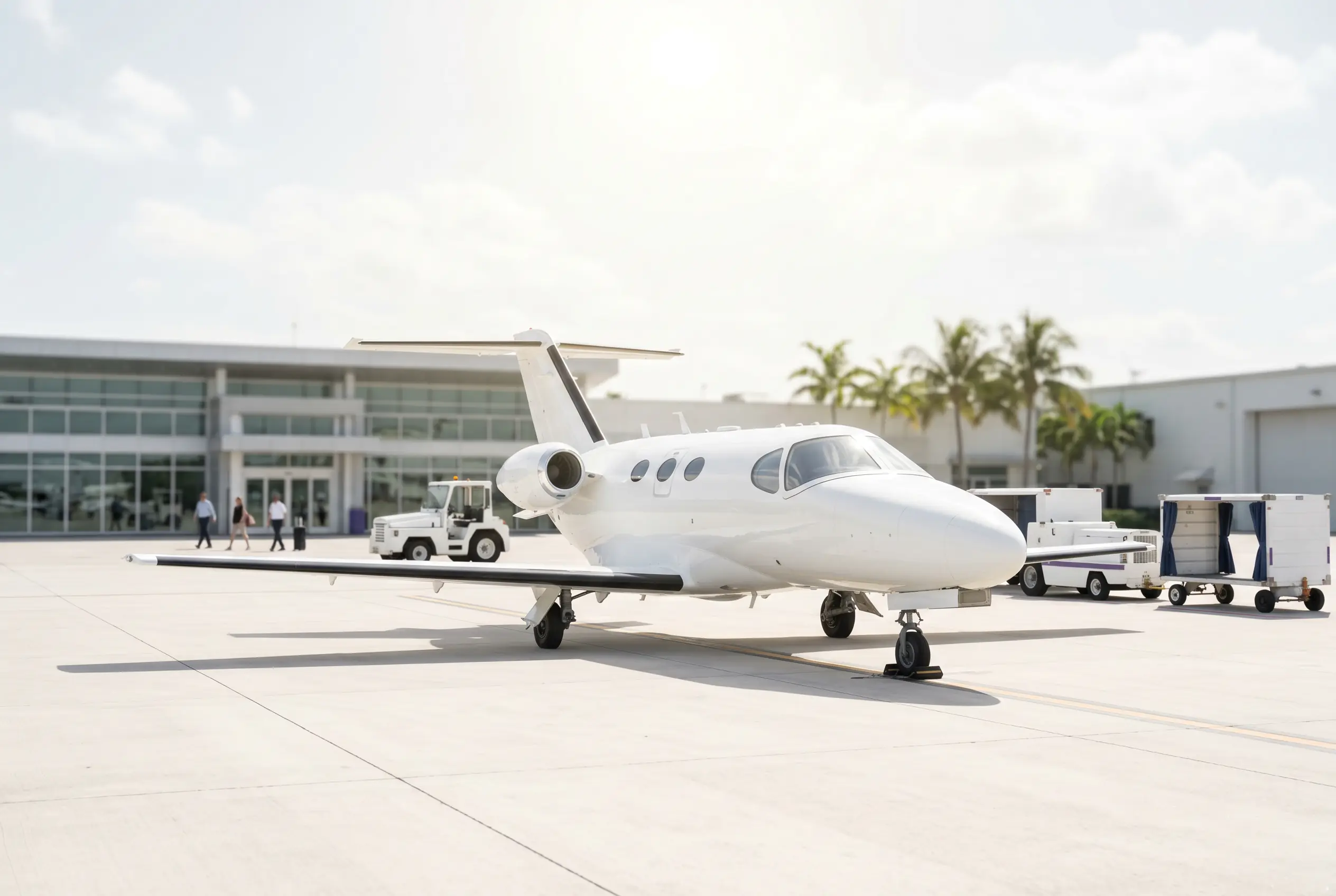 Cessna Citation Mustang on a Miami ramp ahead of a flight to New York
