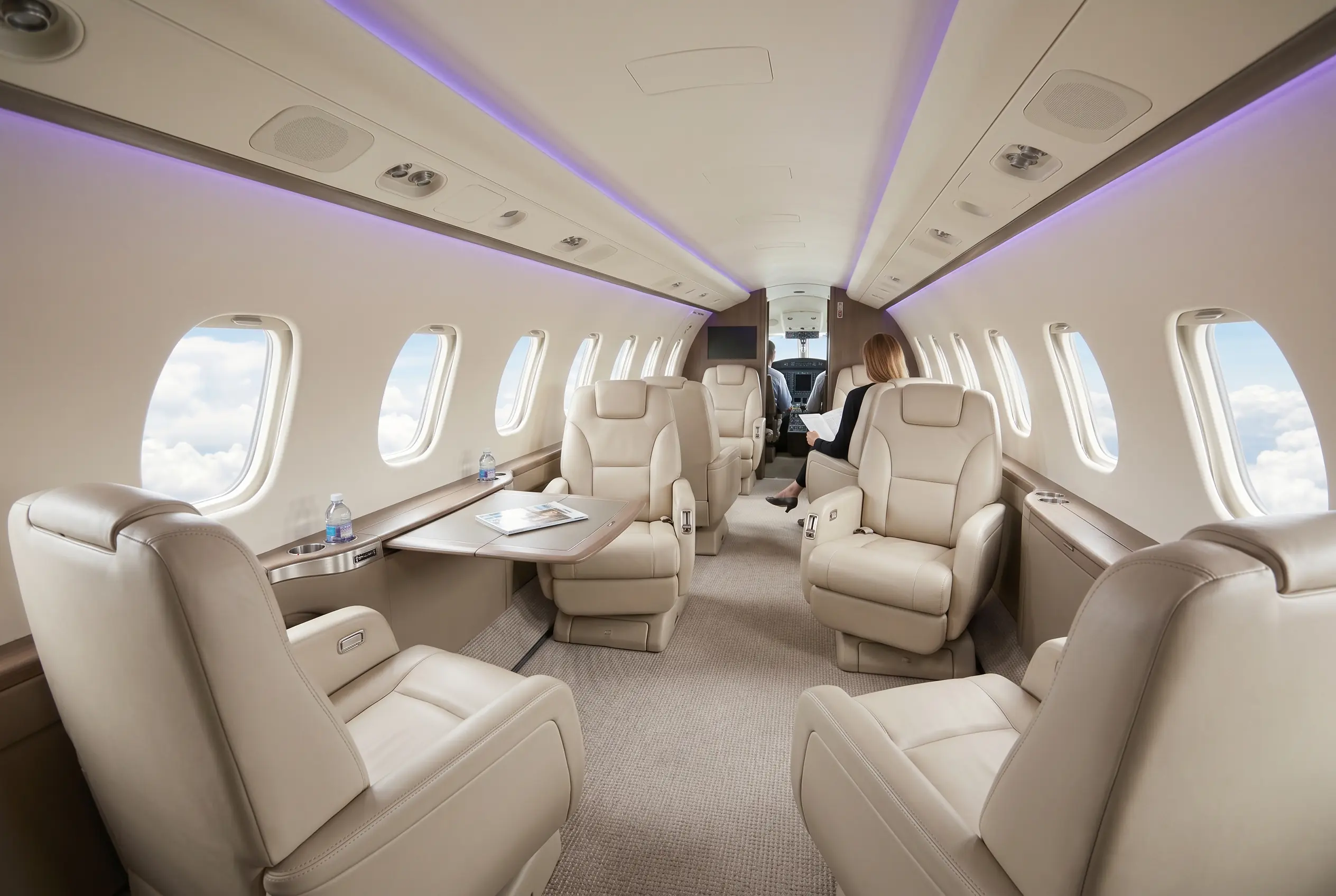 Cessna Citation Sovereign+ cabin with club seating for a Miami to New York charter