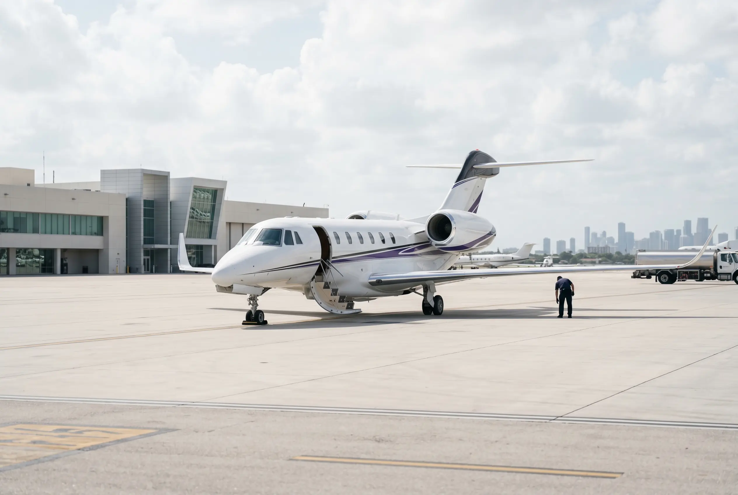 Cessna Citation X on a Miami ramp ahead of a flight to New York