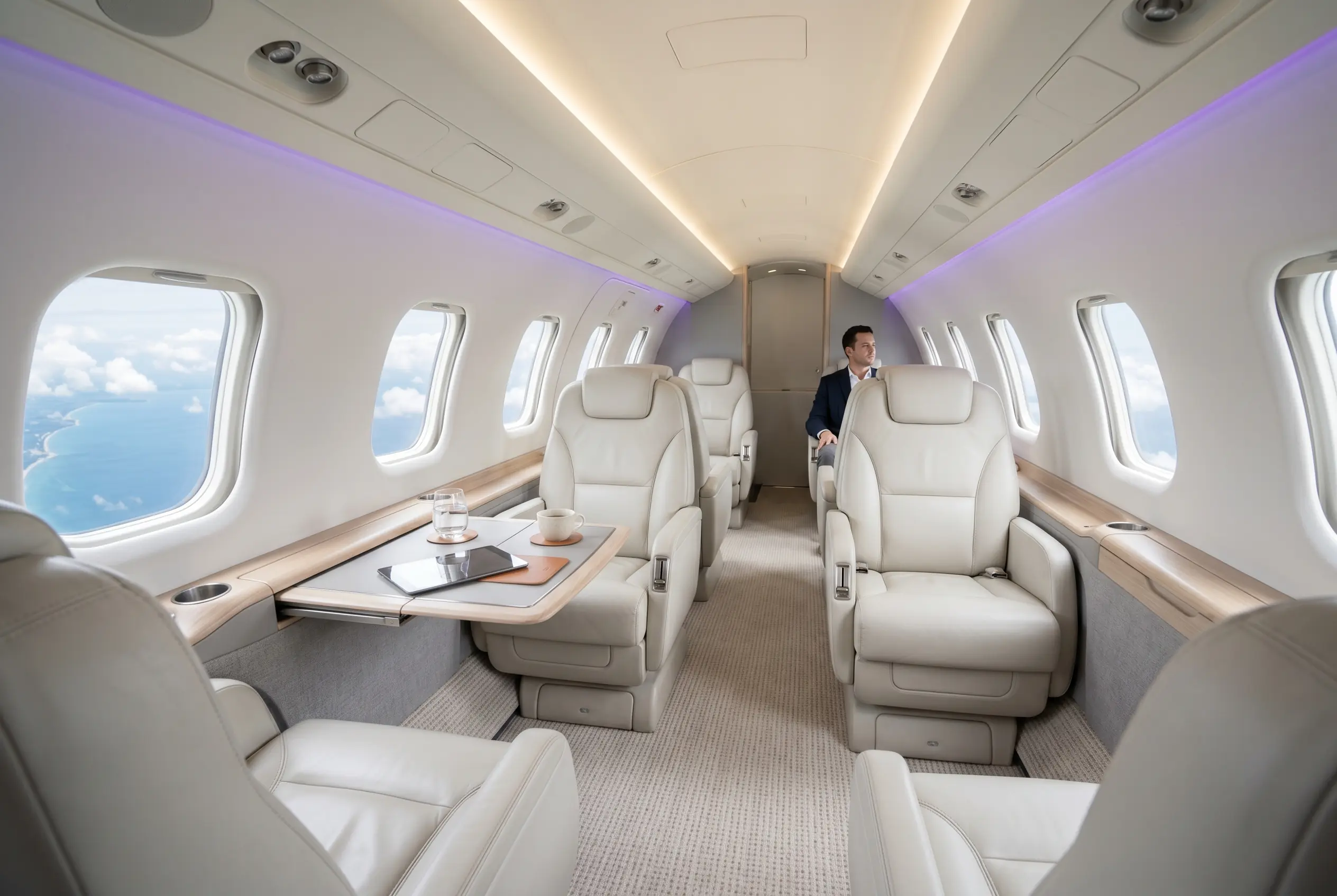 Cessna Citation X+ cabin with club seating for a Miami to New York charter