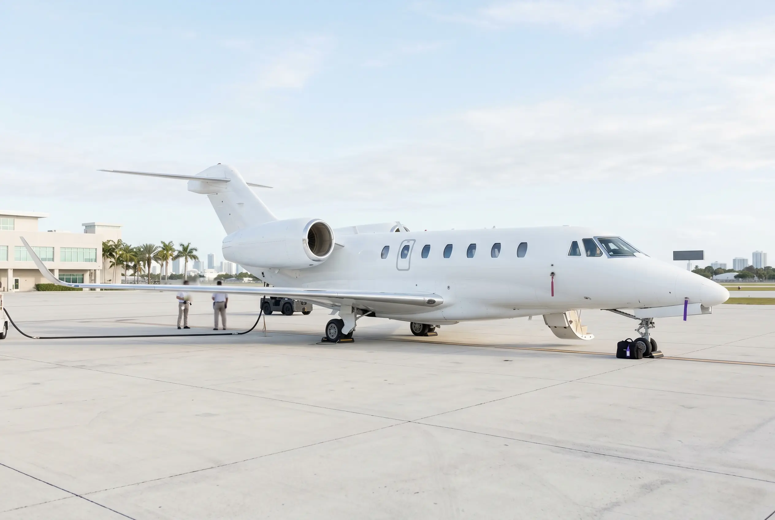 Cessna Citation X+ on a Miami ramp ahead of a flight to New York