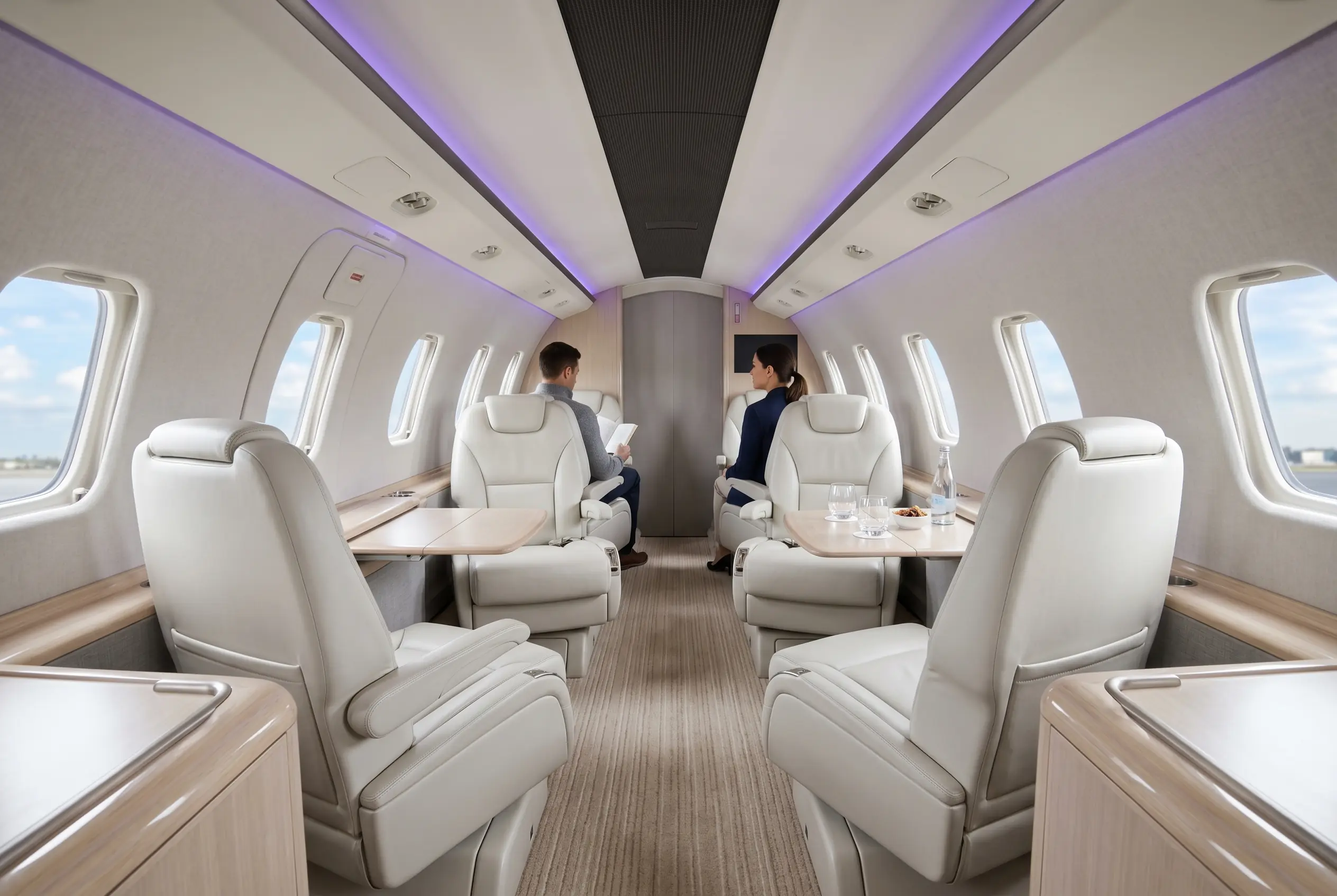 Cessna Citation XLS+ stand-up cabin with club seating for a Miami to New York charter