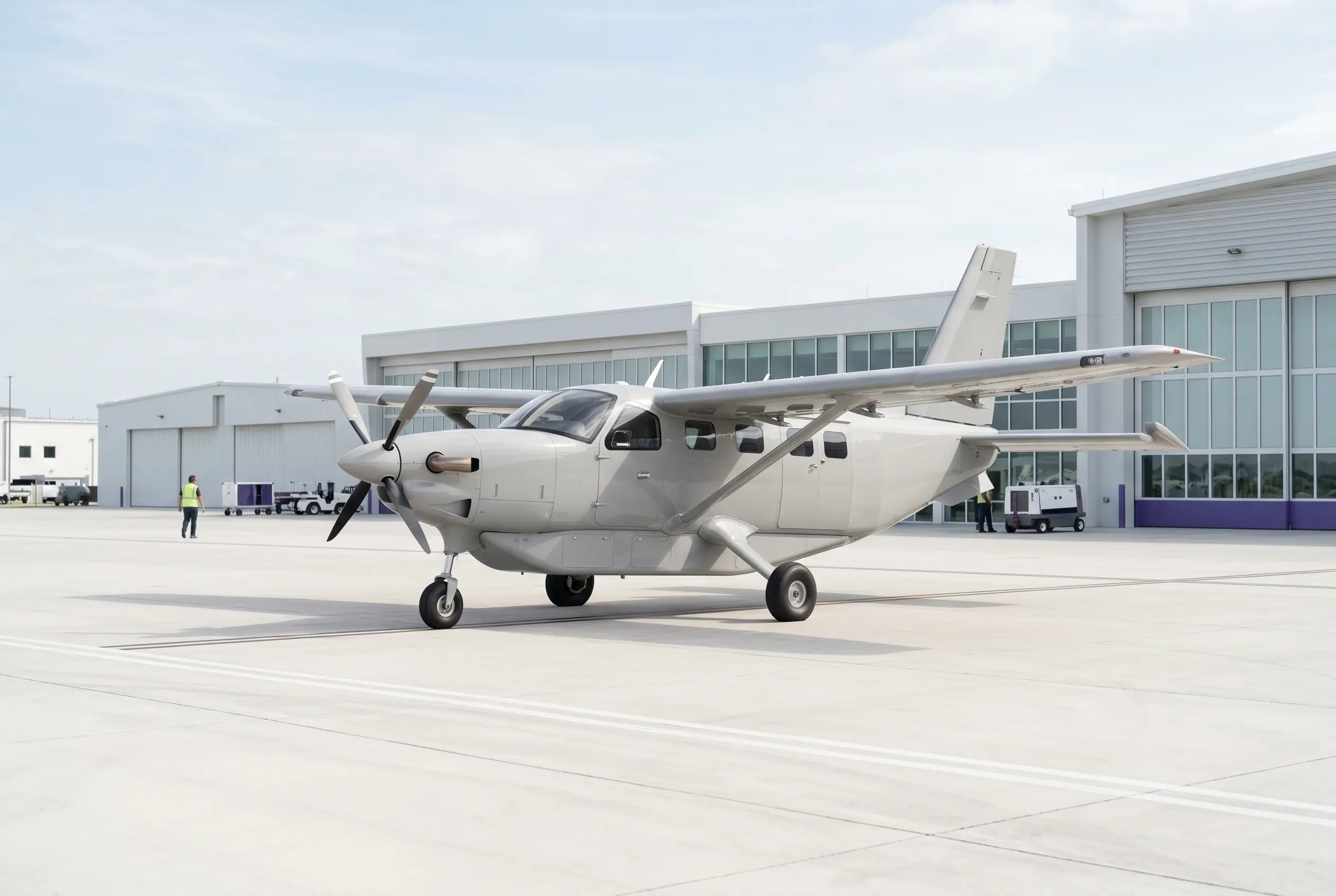Daher Kodiak 900 single-engine turboprop on a South Florida ramp before a New York flight