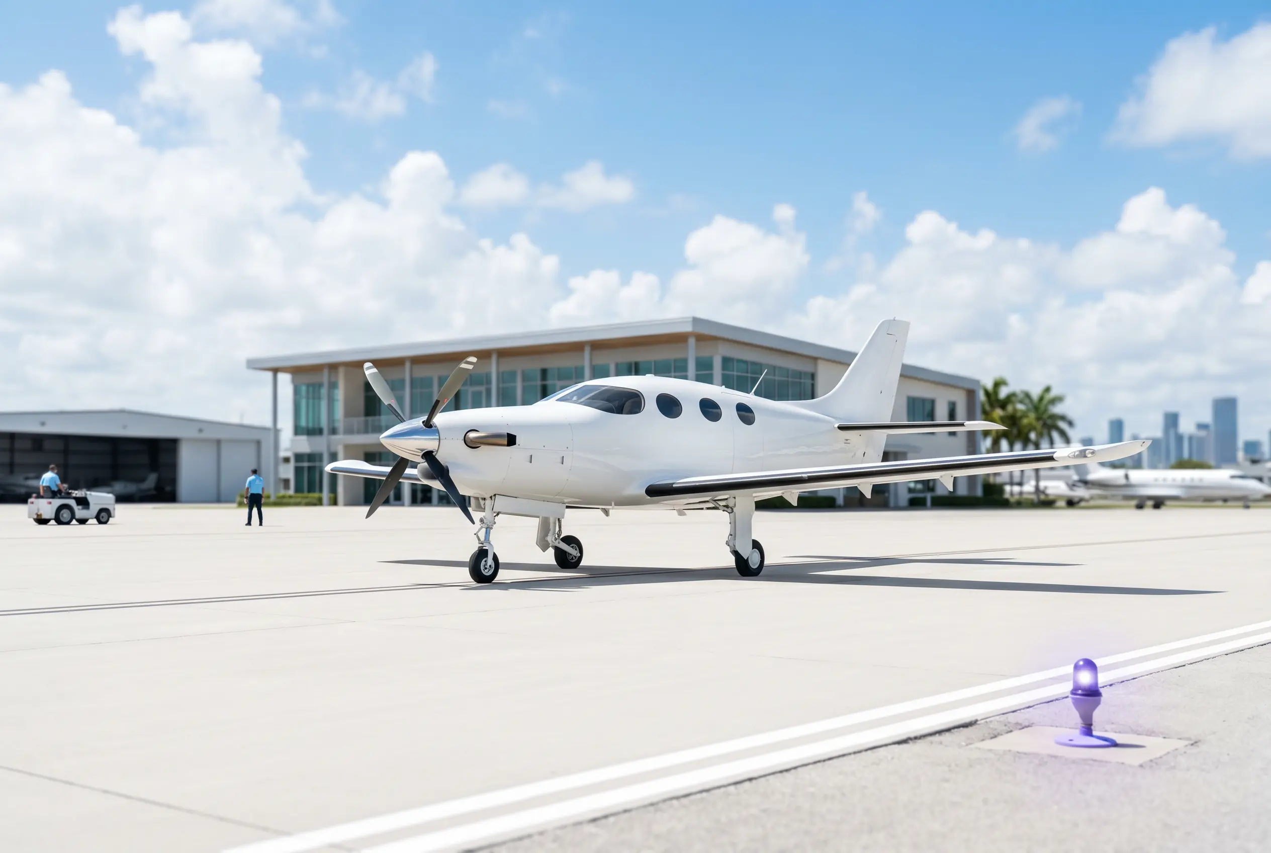 Epic E1000 GX on a Miami ramp ahead of a departure to New York