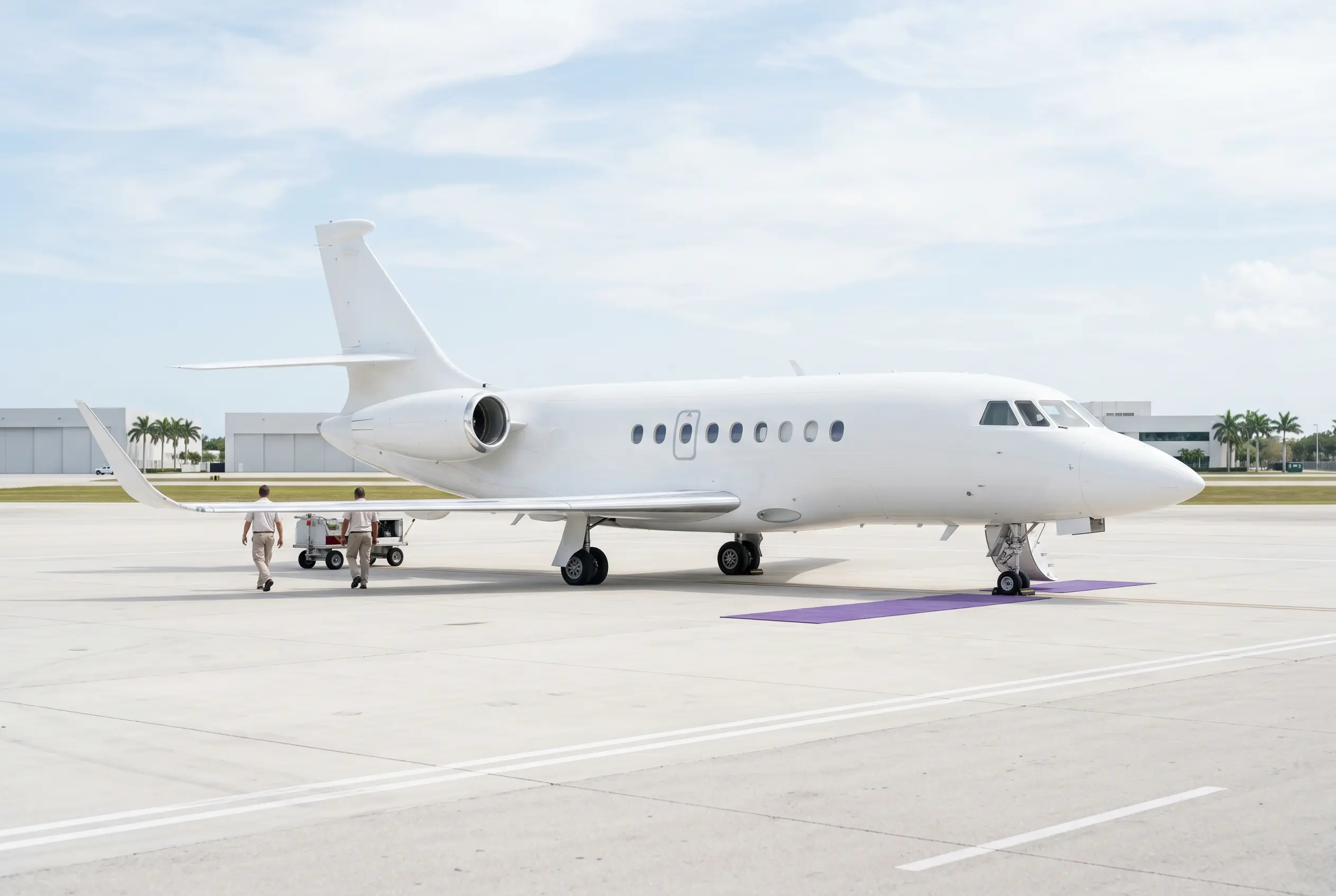 Dassault Falcon 2000LXS on a Miami ramp ahead of a flight to New York