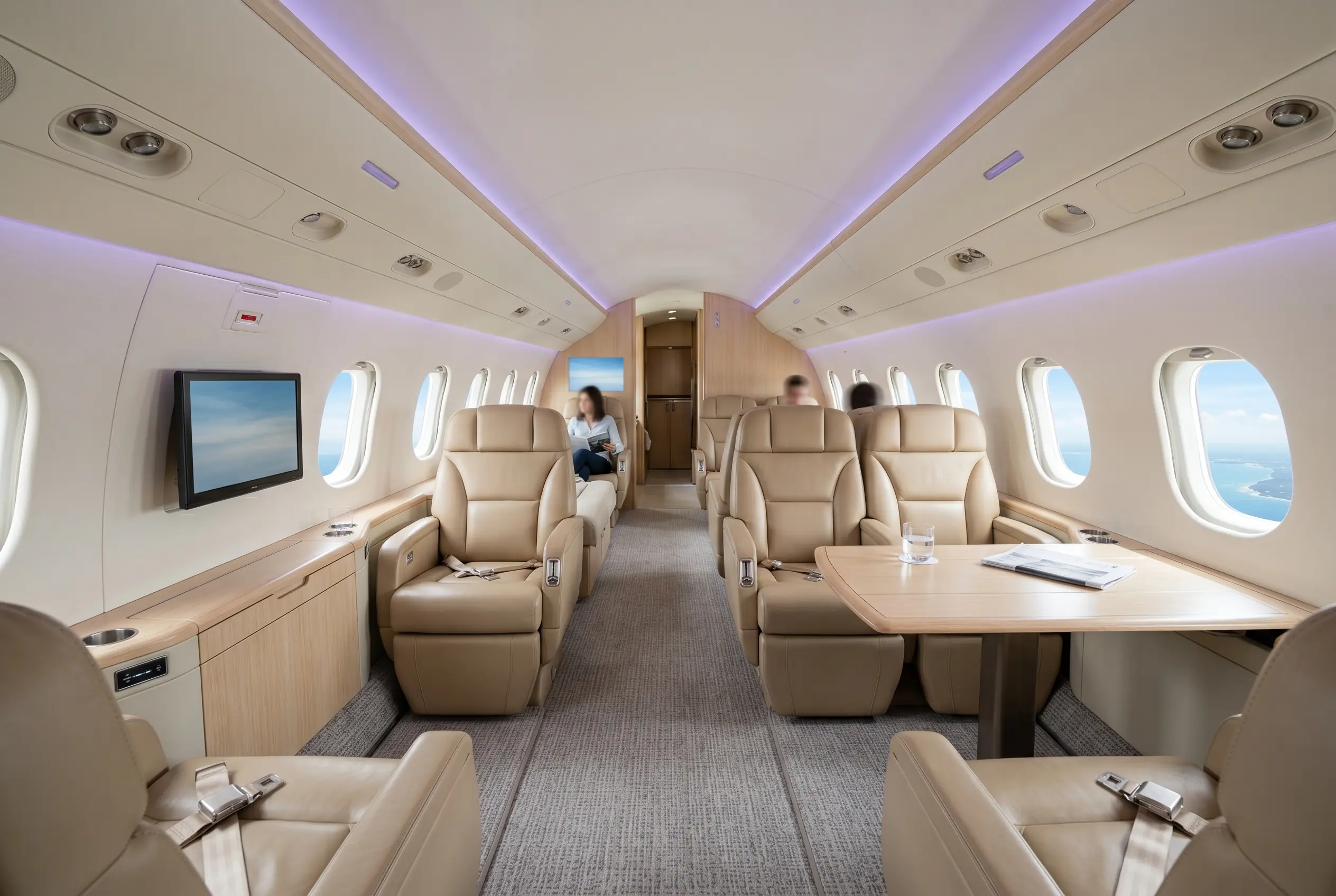 Dassault Falcon 7X cabin for a Miami to New York charter