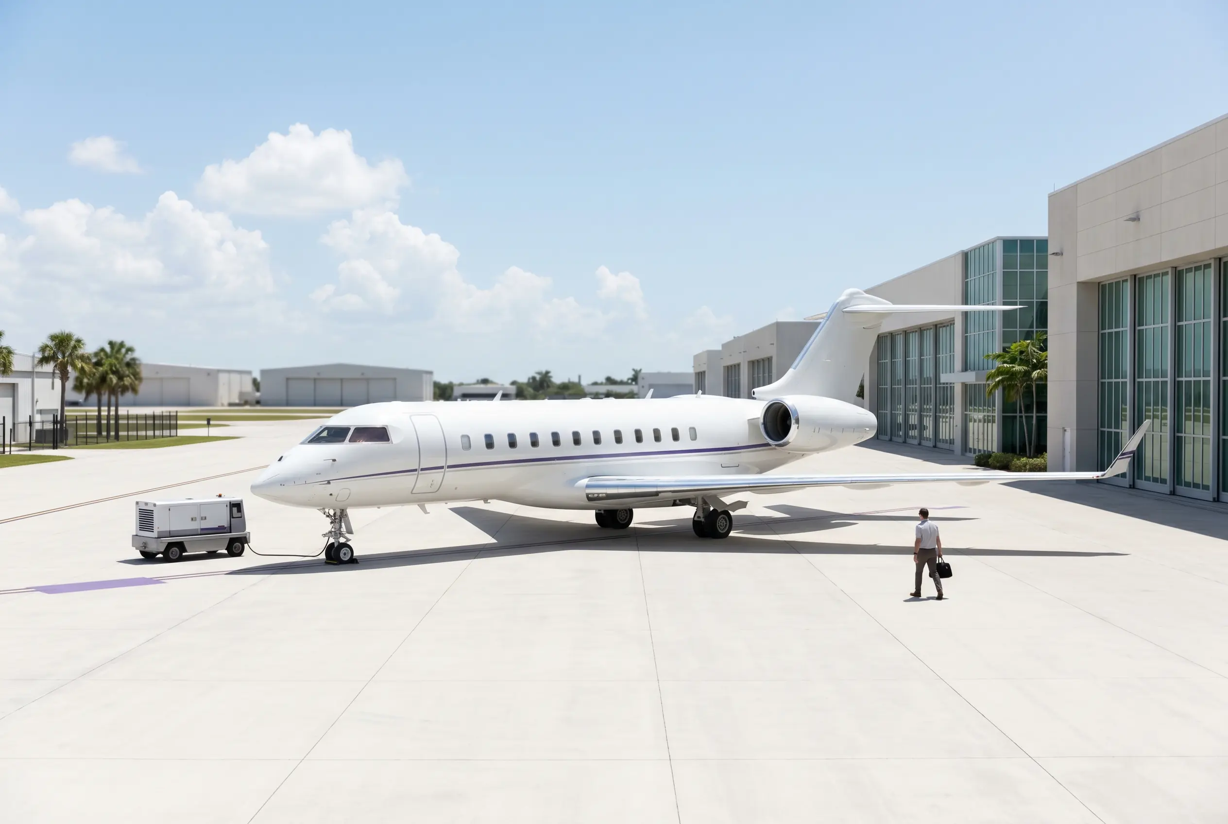 Bombardier Global 5000 on a South Florida ramp before a Miami to New York departure