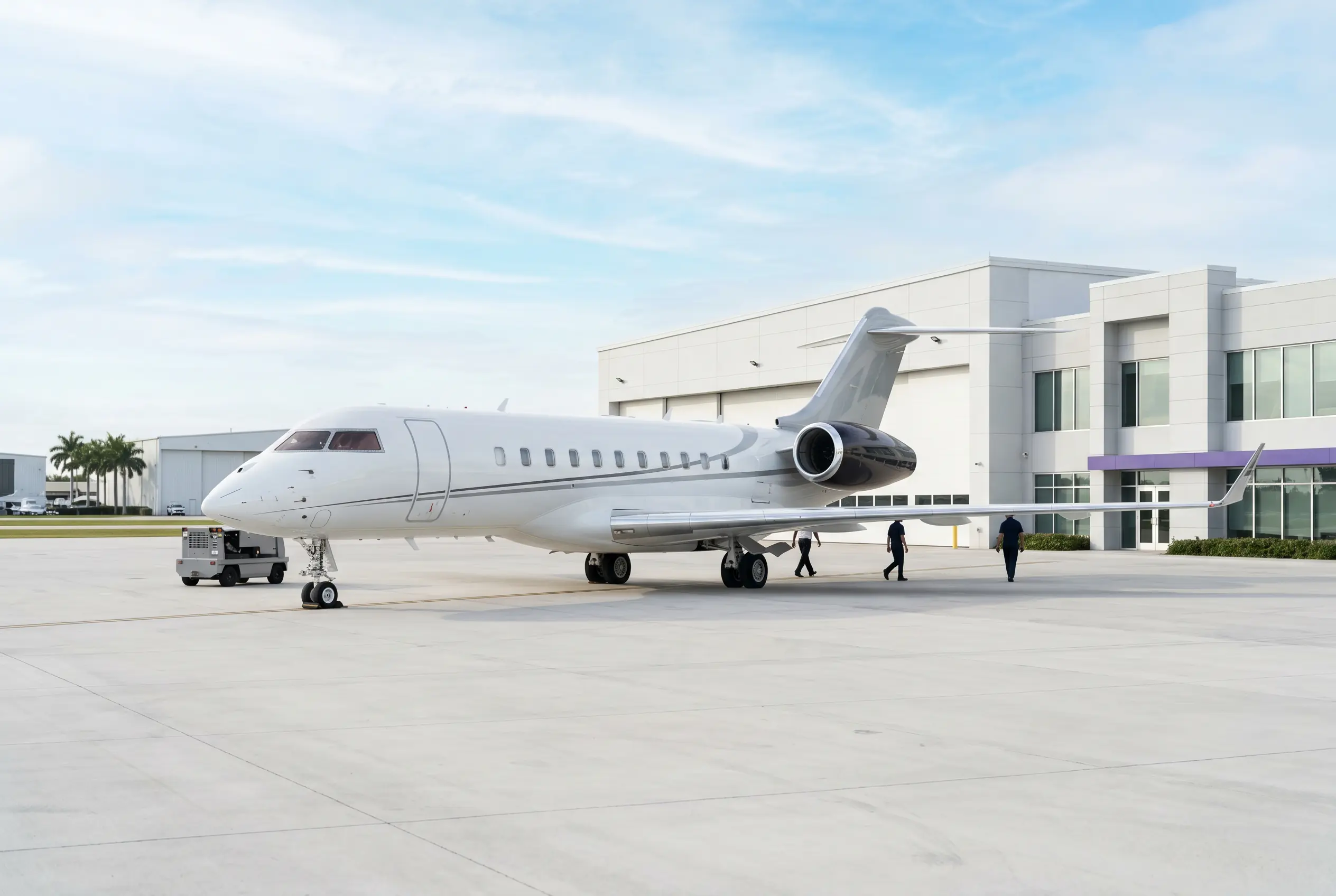 Bombardier Global 5500 on a South Florida ramp before a Miami to New York departure