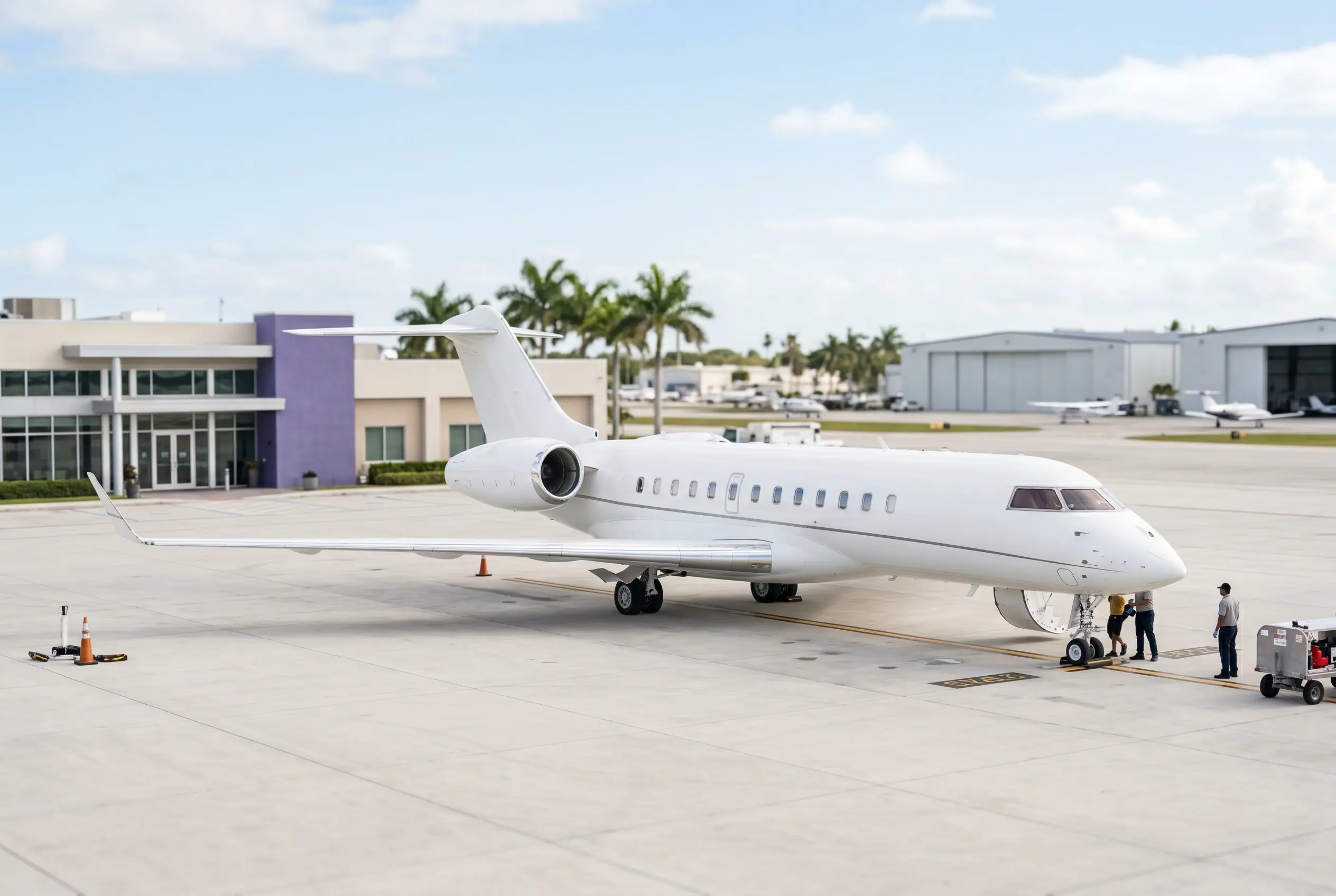Bombardier Global 6000 on a South Florida ramp before a Miami to New York departure