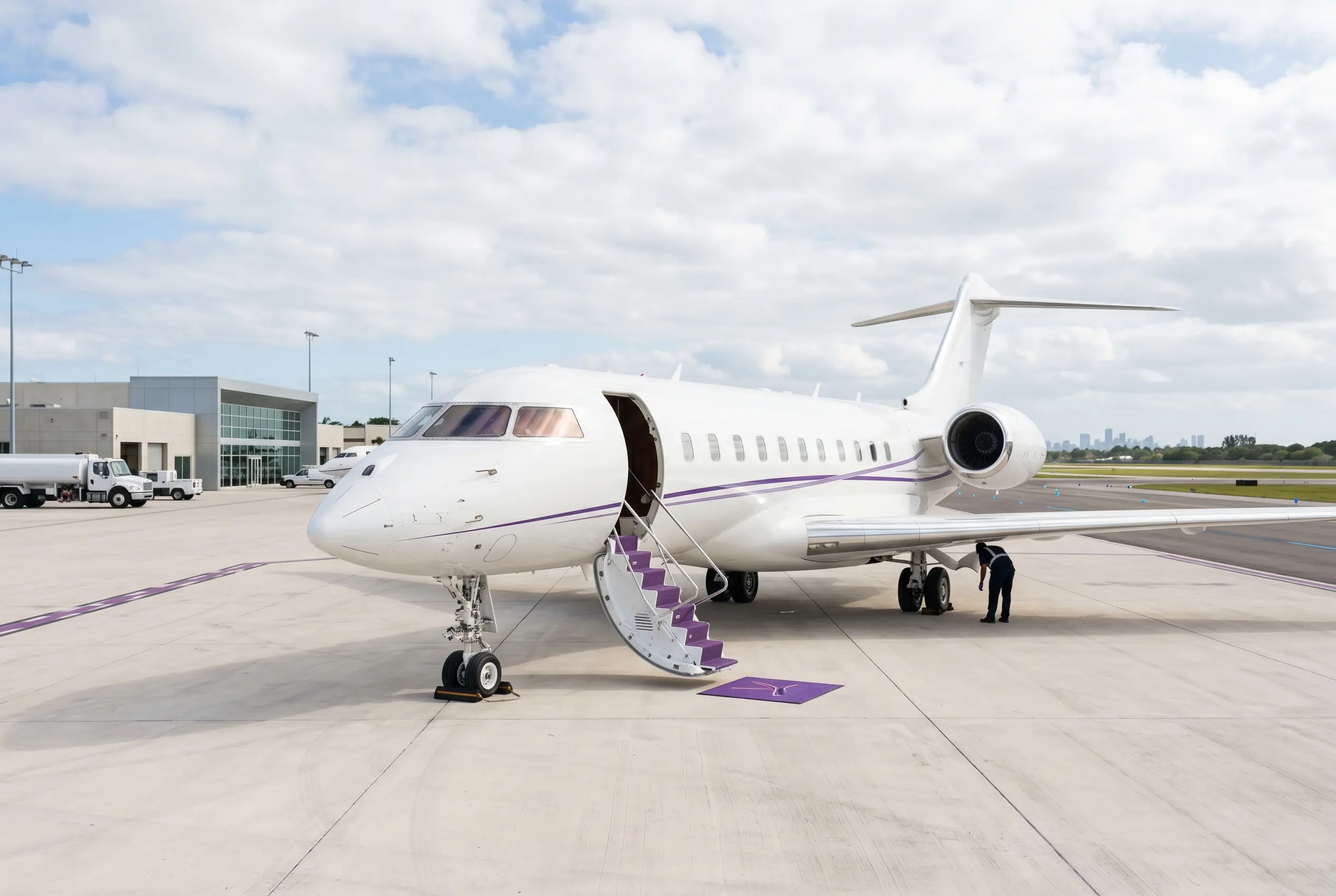 Bombardier Global 6500 on a South Florida ramp before a Miami to New York departure