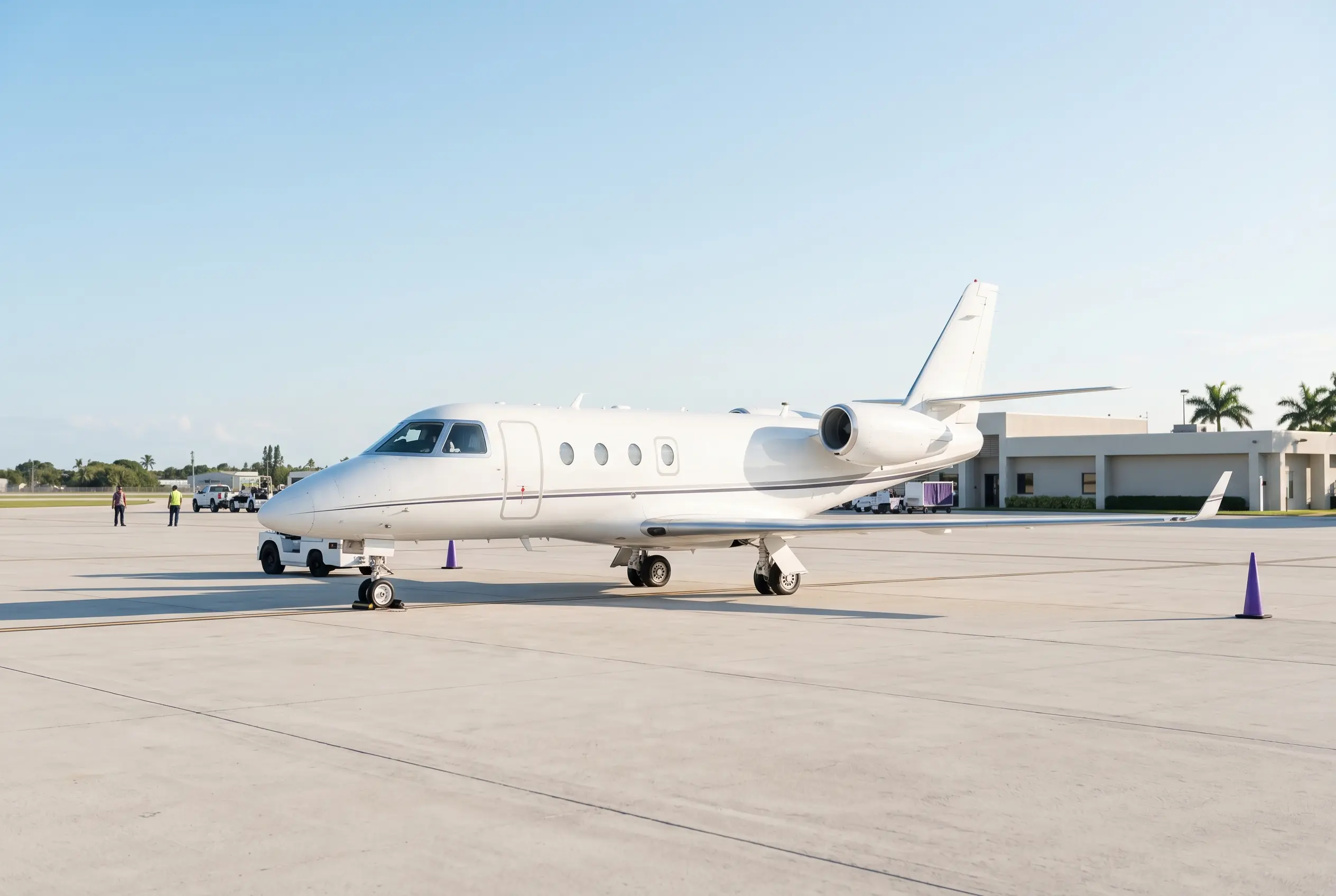 Gulfstream G150 on a South Florida ramp before a Miami to New York departure