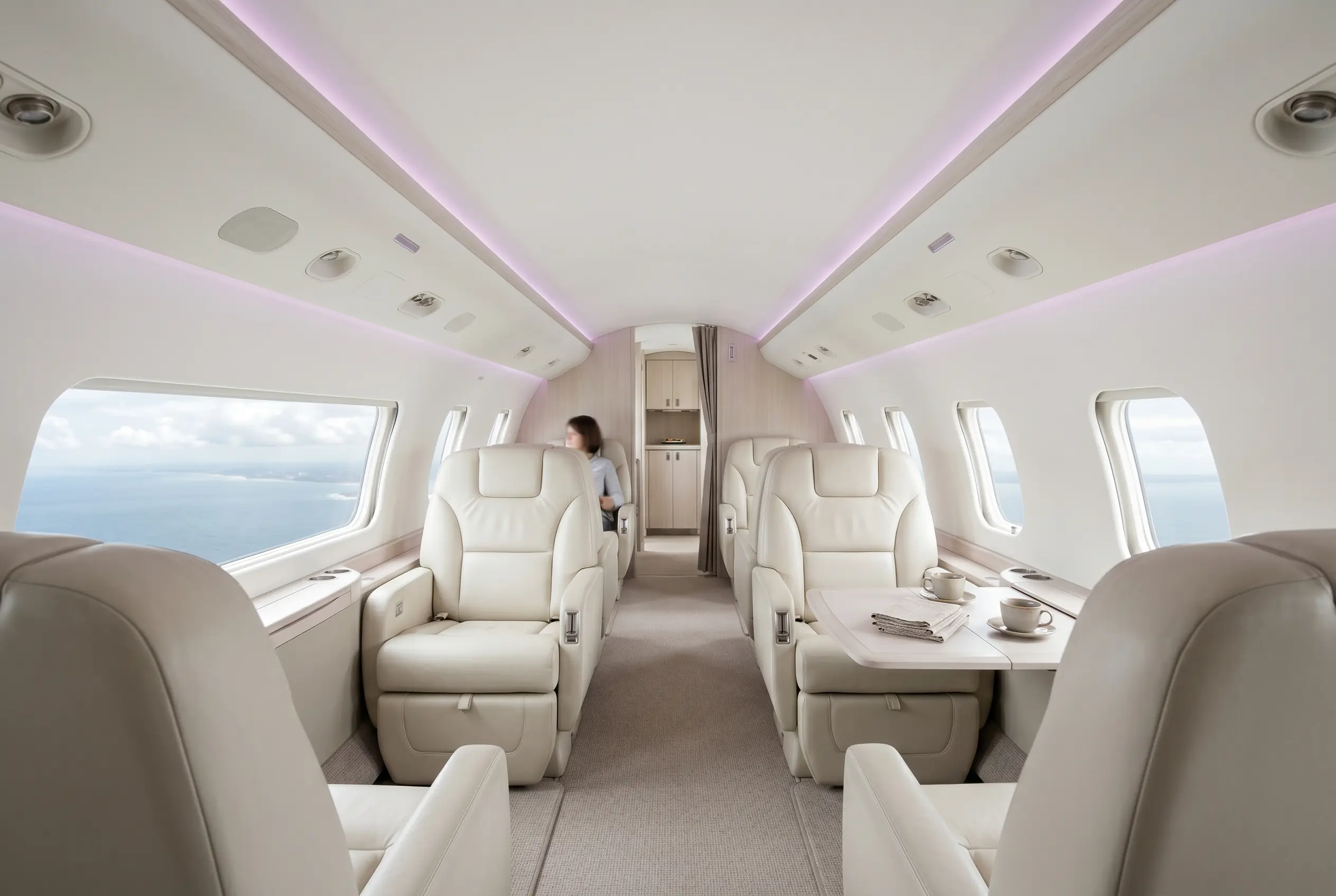 Gulfstream G200 wide stand-up cabin for a Miami to New York charter