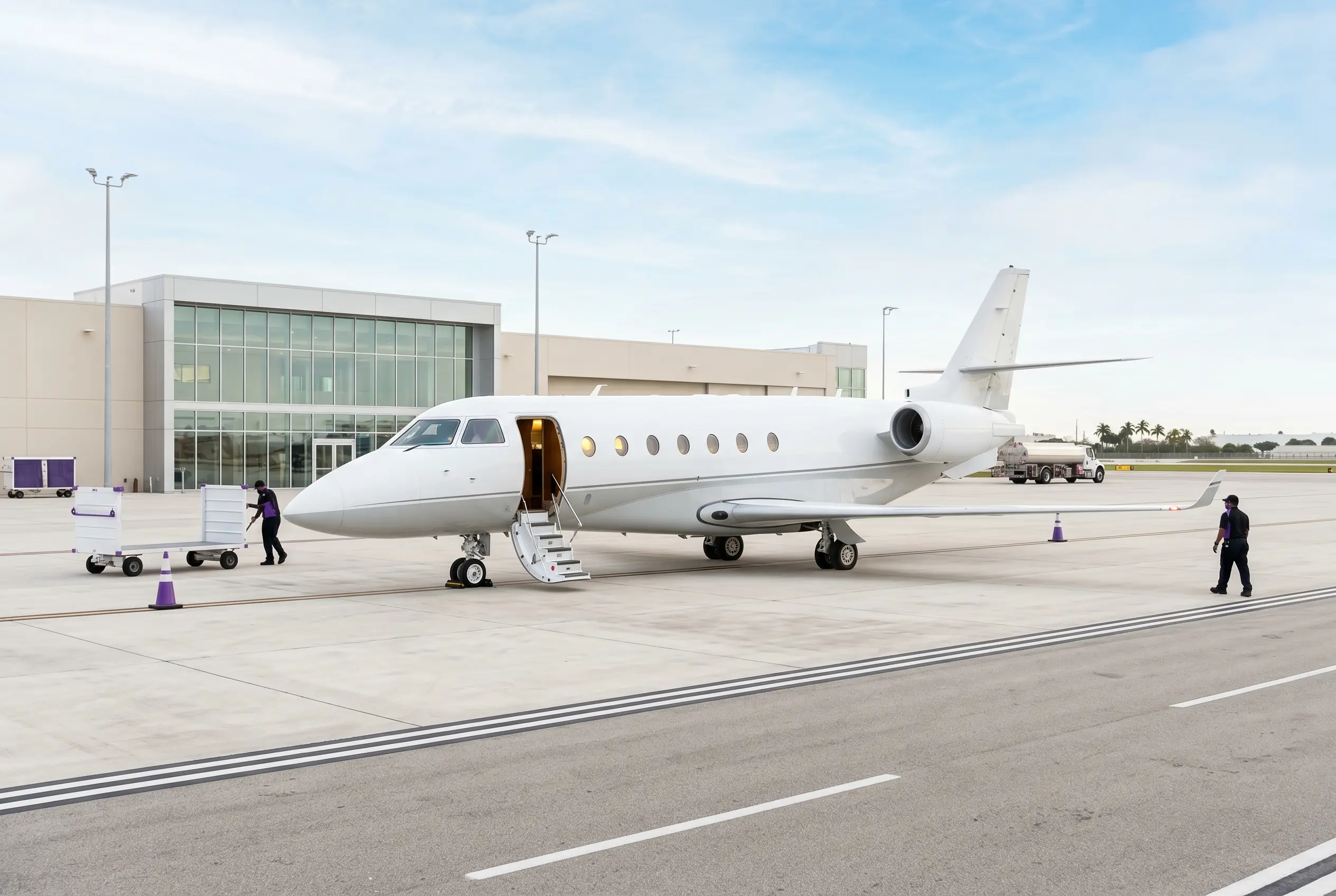 Gulfstream G200 on a South Florida ramp before a Miami to New York departure