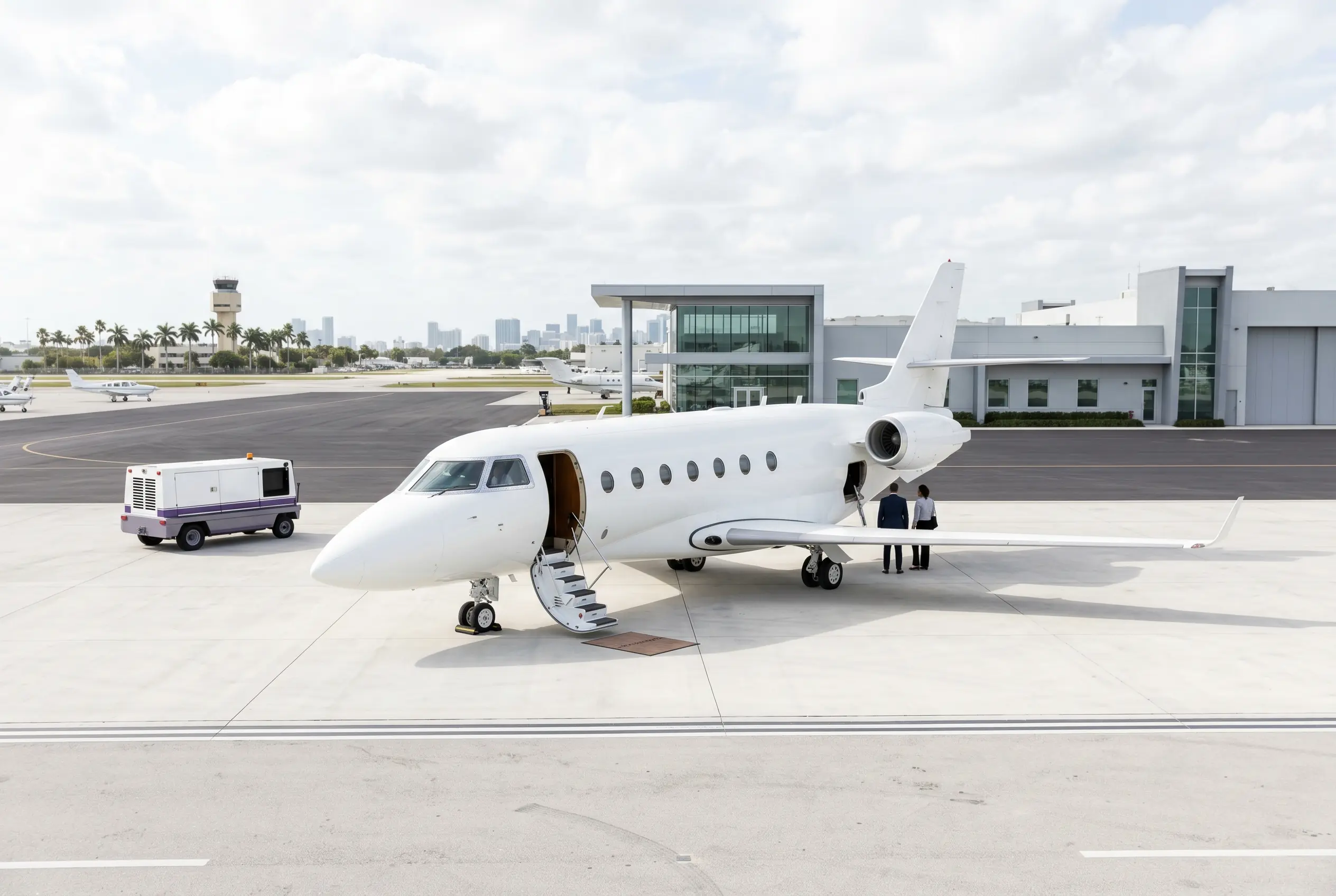 Gulfstream G200 on a Miami ramp ahead of a flight to New York