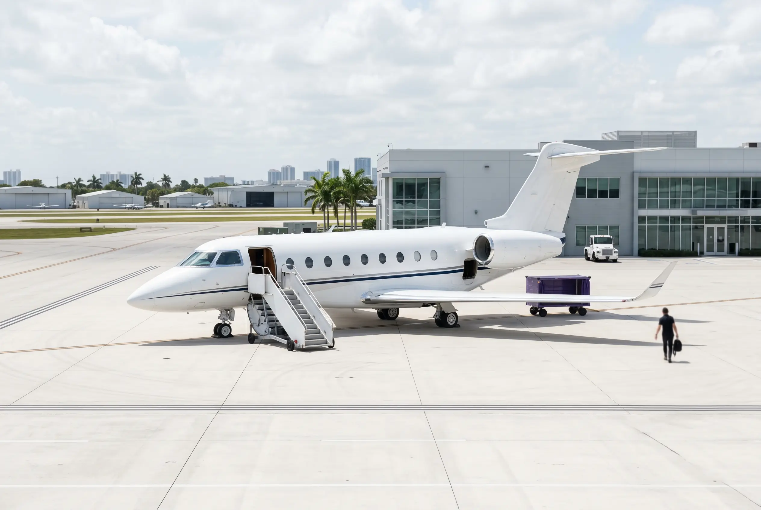 Gulfstream G280 on a Miami ramp ahead of a flight to New York