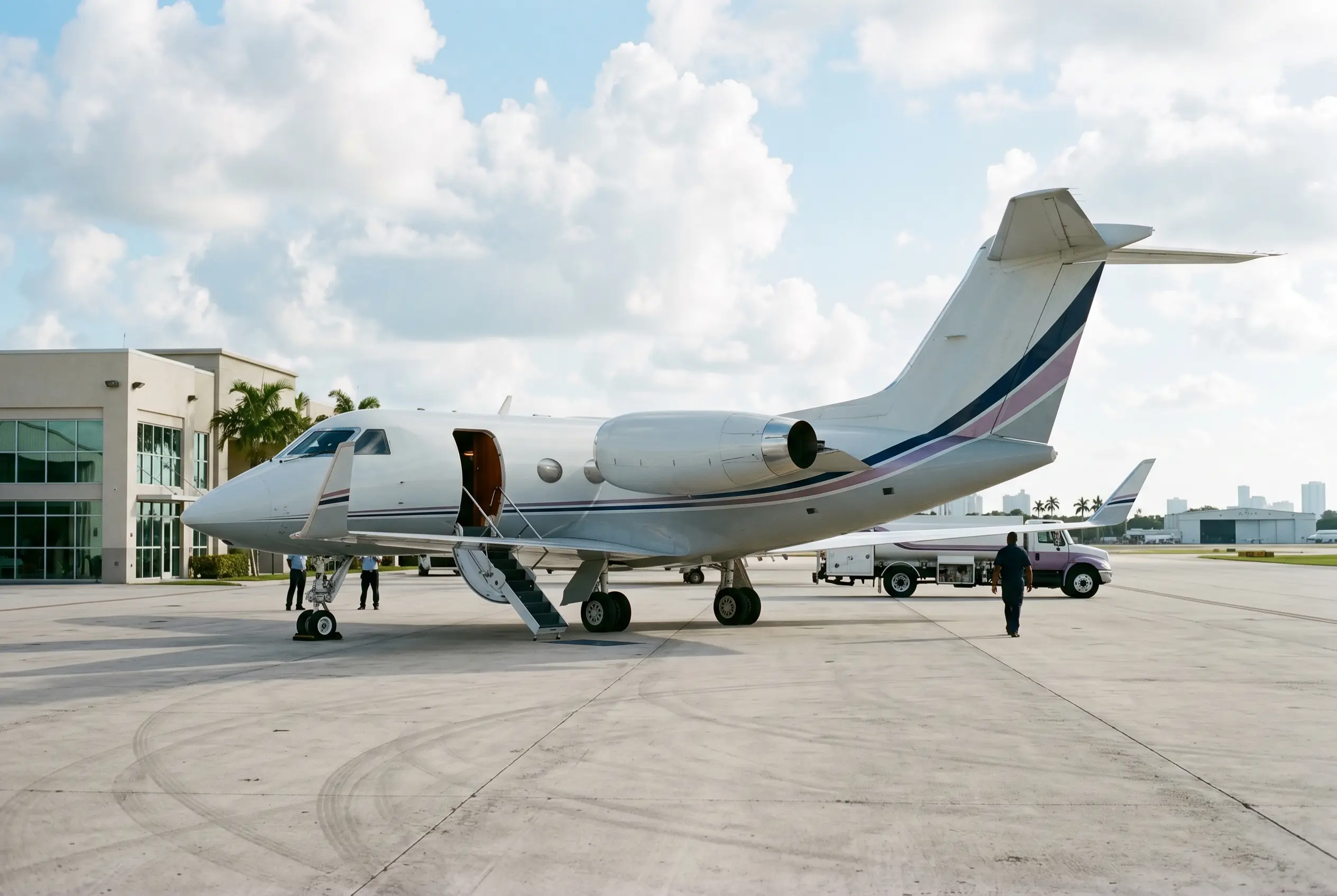 Gulfstream G450 on a South Florida ramp before a Miami to New York departure
