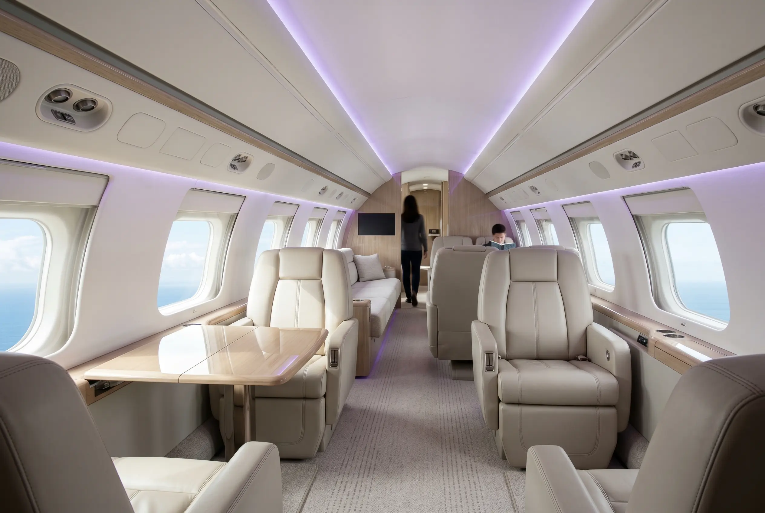 Gulfstream G550 multi-zone cabin for a Miami to New York charter