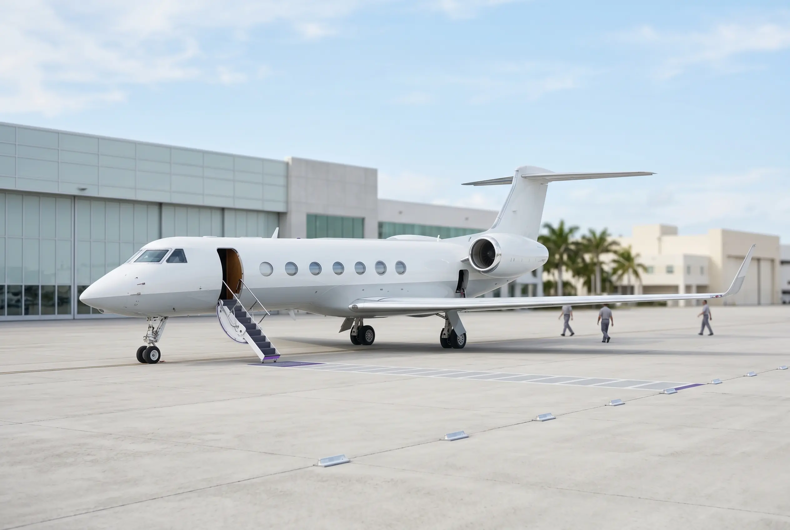 Gulfstream G550 on a Miami ramp ahead of a flight to New York