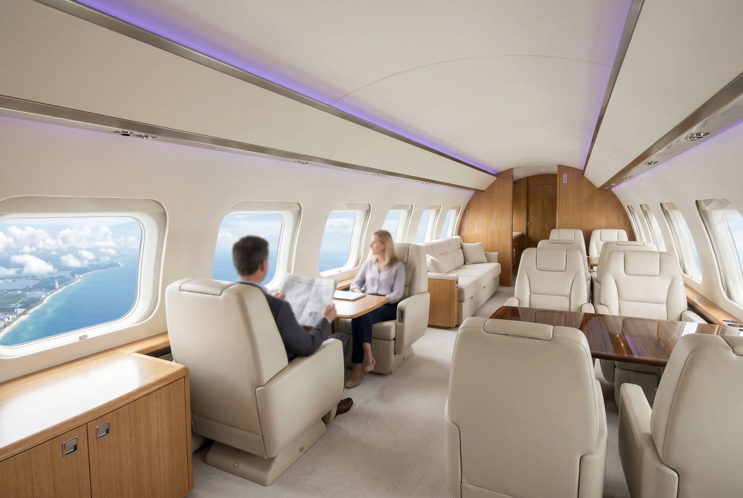 Gulfstream G600 large multi-zone cabin for a Miami to New York charter