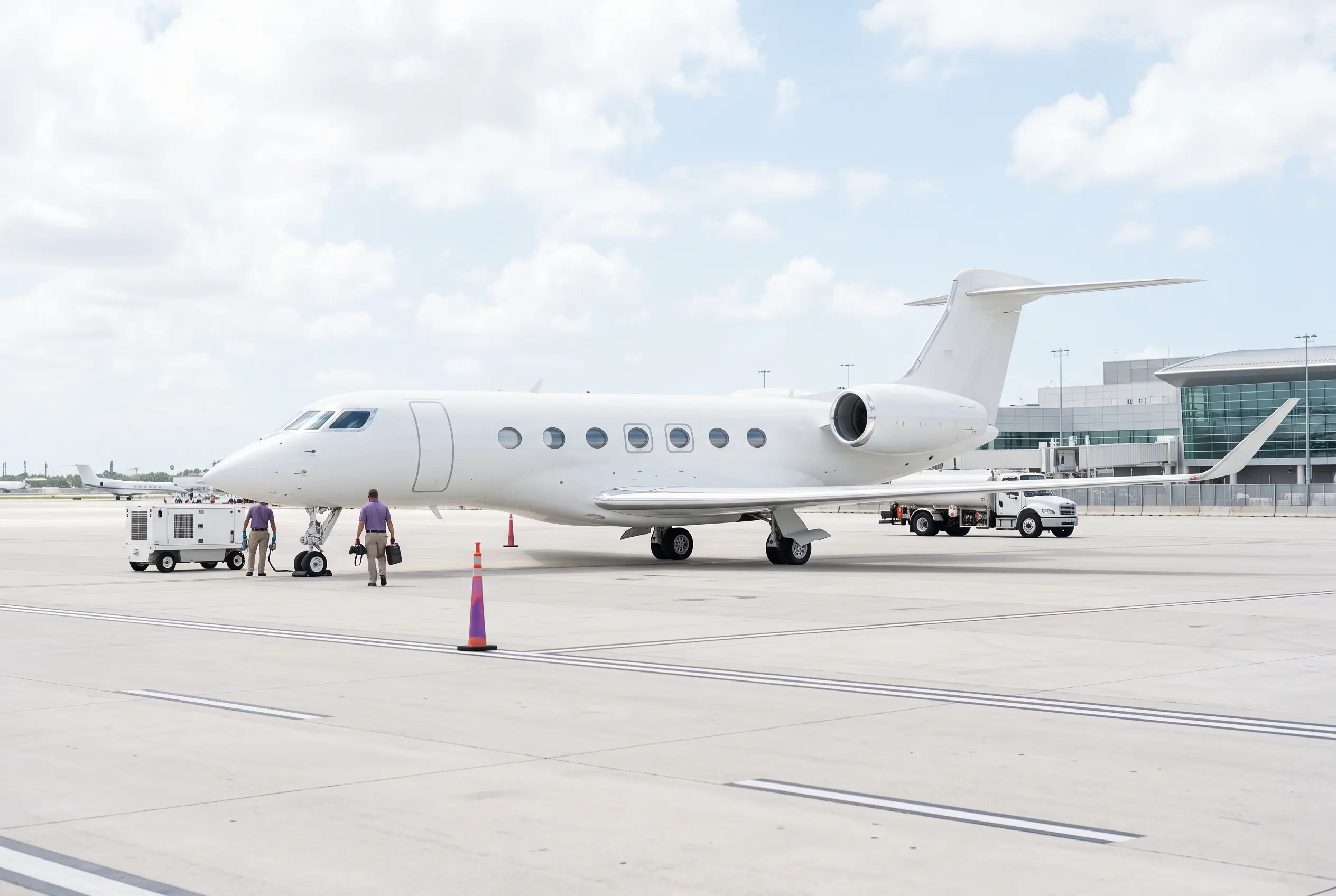 Gulfstream G600 on a Miami ramp ahead of a flight to New York