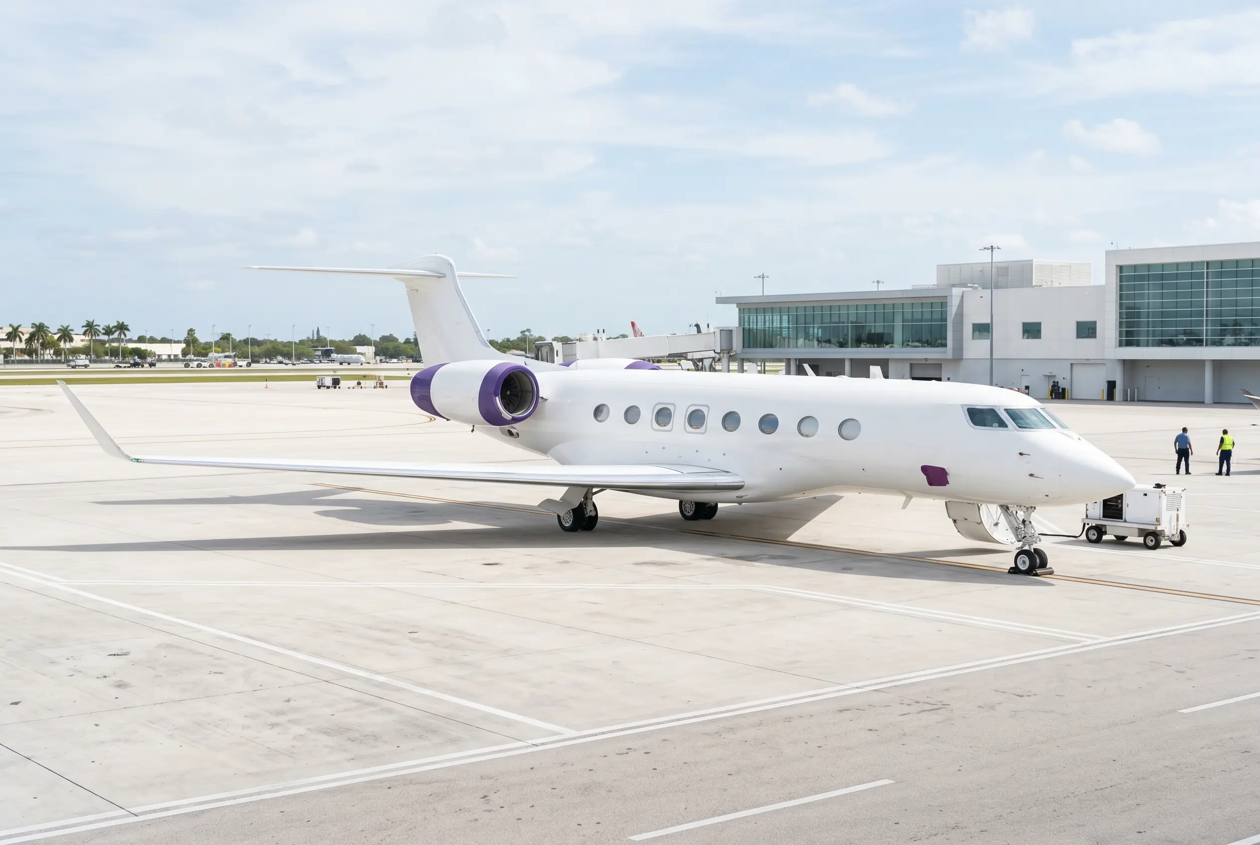 Gulfstream G650ER on a Miami ramp ahead of a flight to New York