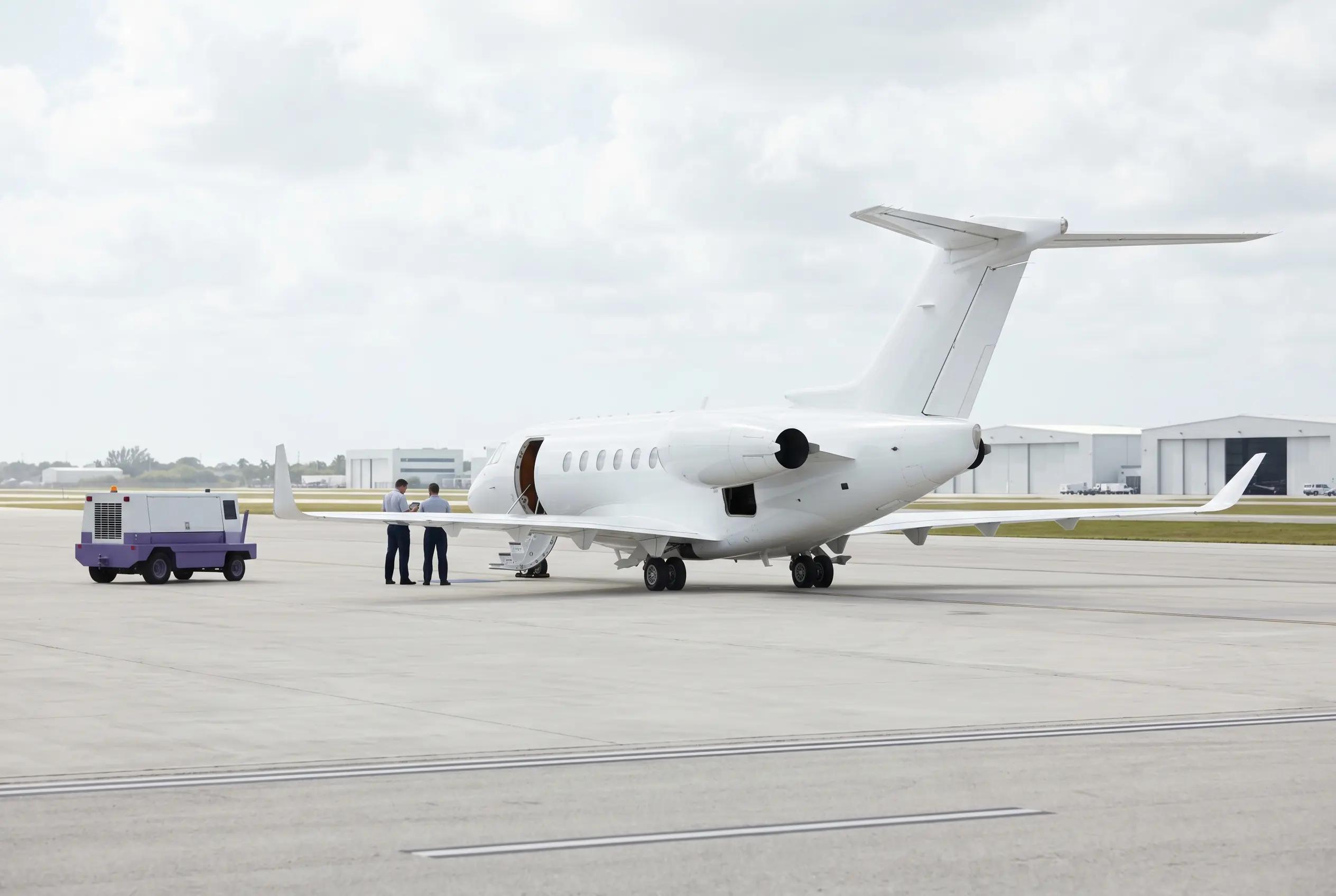 Hawker 4000 on a Miami ramp ahead of a flight to New York