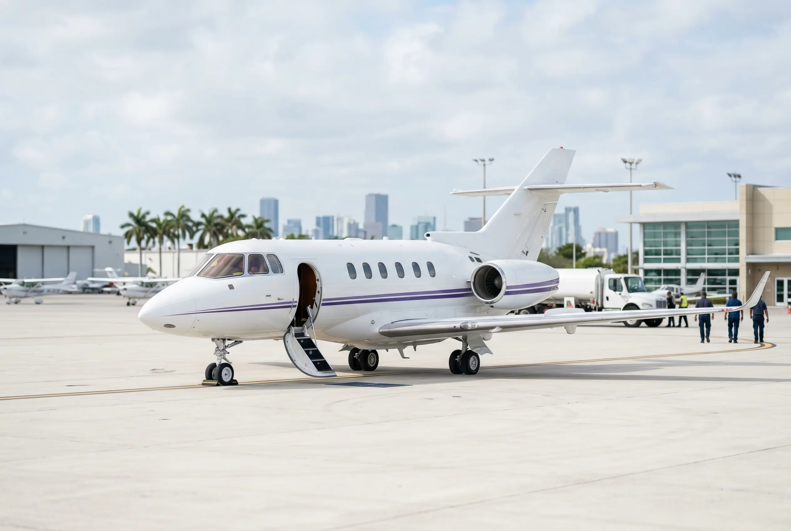 Hawker 800XP on a South Florida ramp before a Miami to New York departure