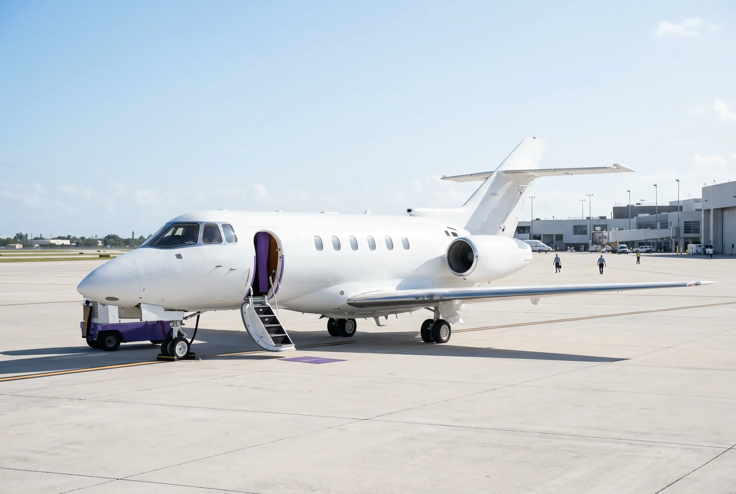 Hawker 800XP on a Miami ramp ahead of a flight to New York