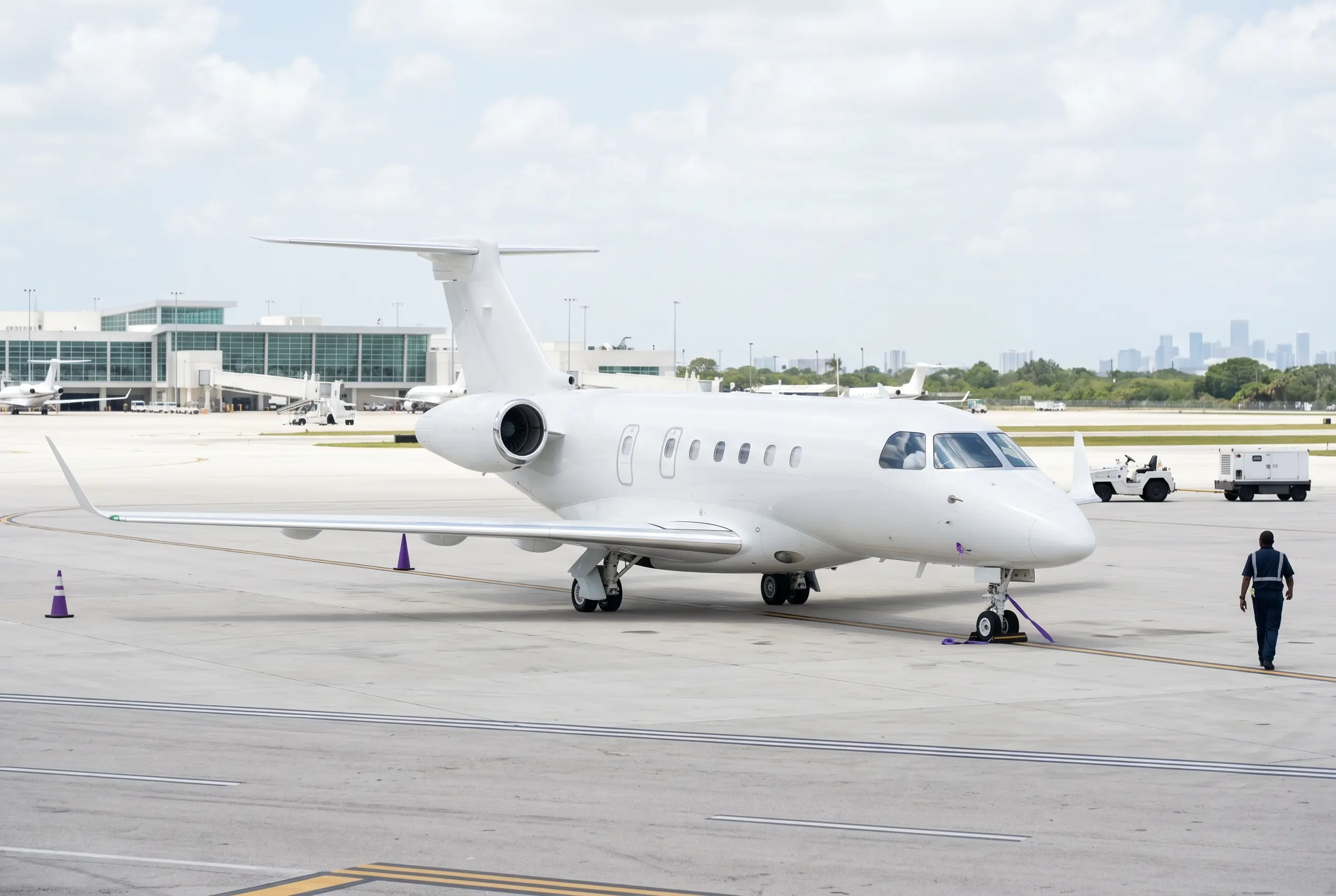 Embraer Legacy 500 on a South Florida ramp before a Miami to New York departure