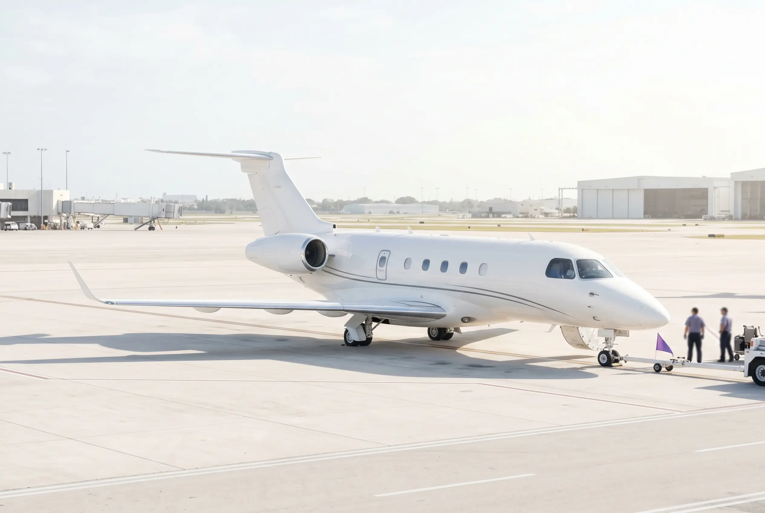 Embraer Legacy 500 on a Miami ramp ahead of a flight to New York