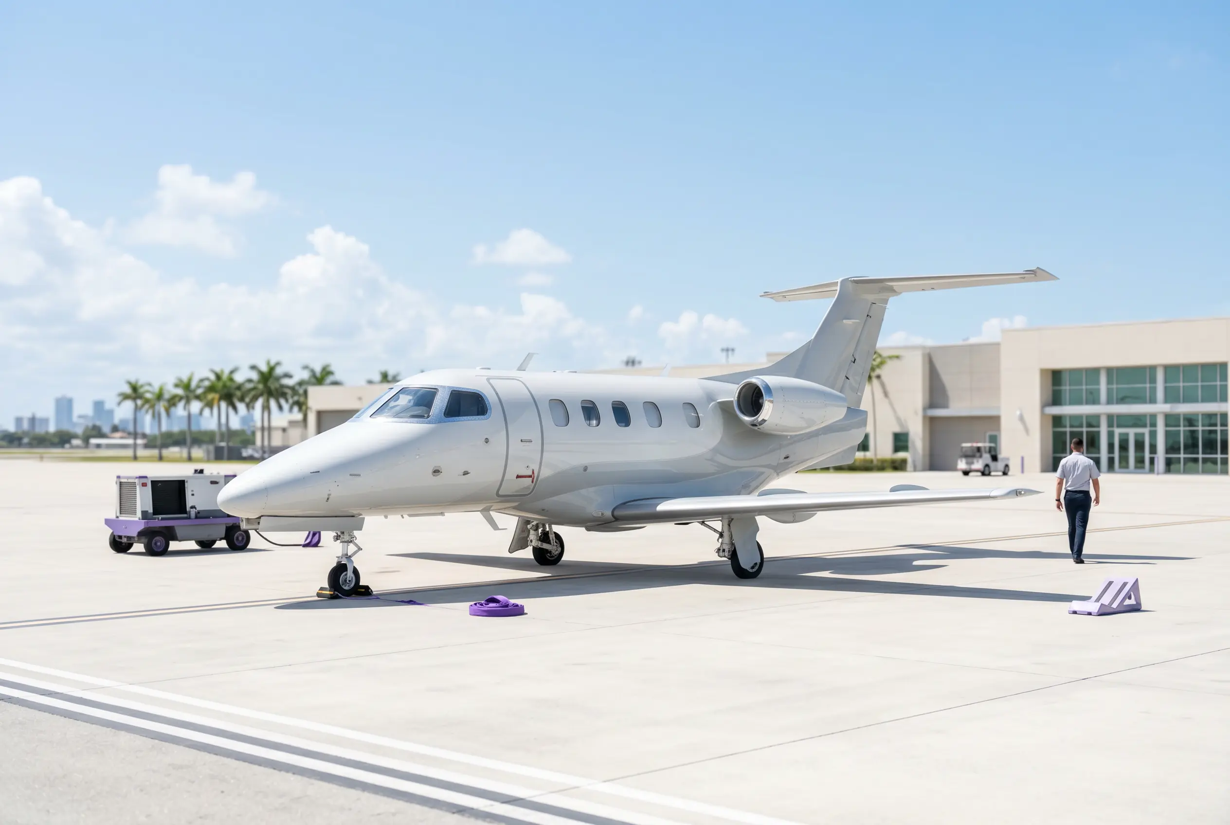Embraer Phenom 100EV on a South Florida ramp before a Miami to New York departure