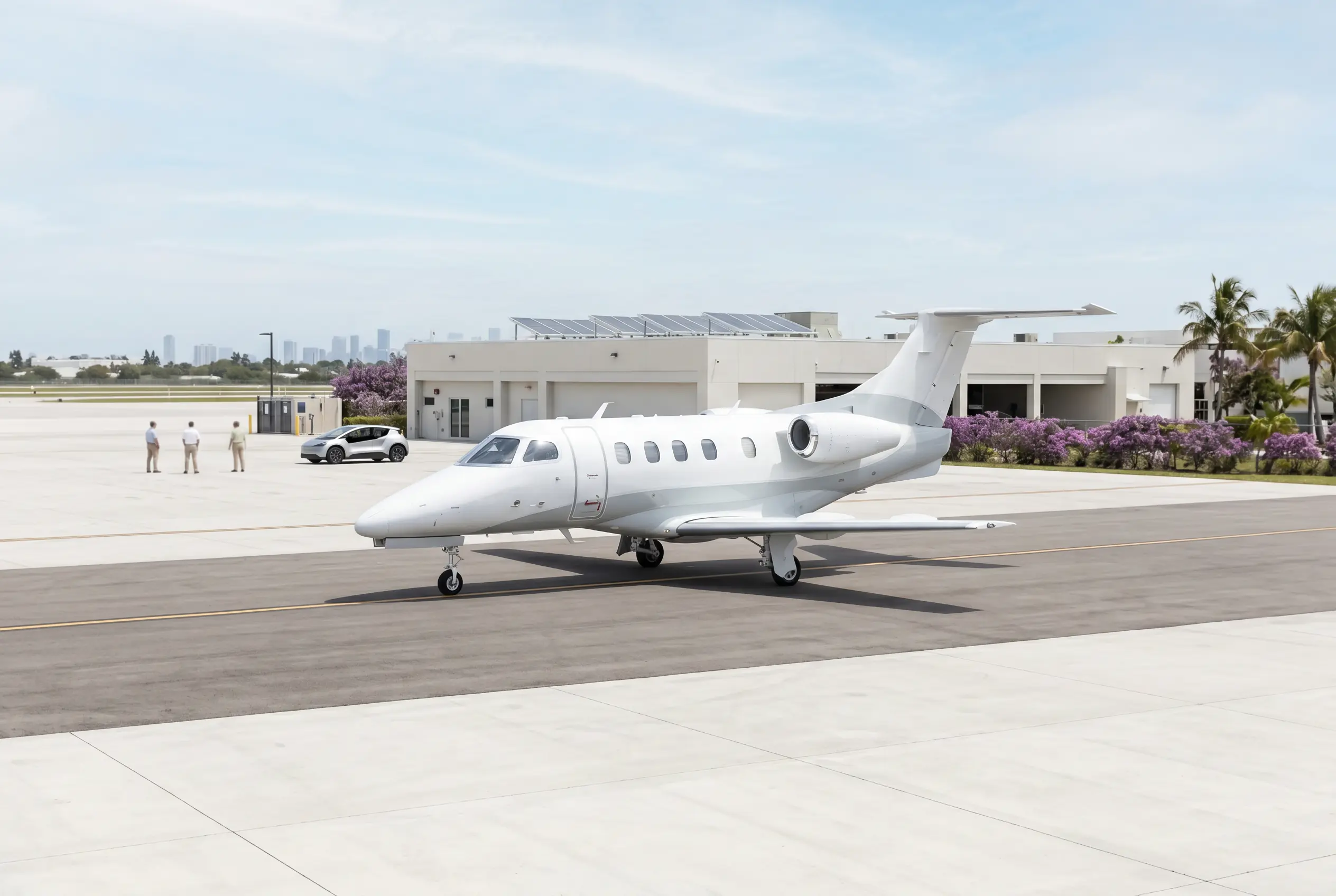 Embraer Phenom 100EV on a Miami ramp ahead of a flight to New York