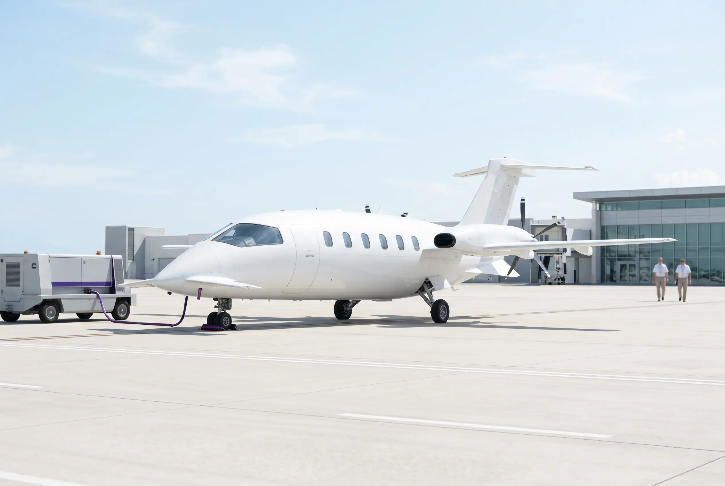 Piaggio Avanti EVO pusher turboprop on a South Florida ramp before a New York flight