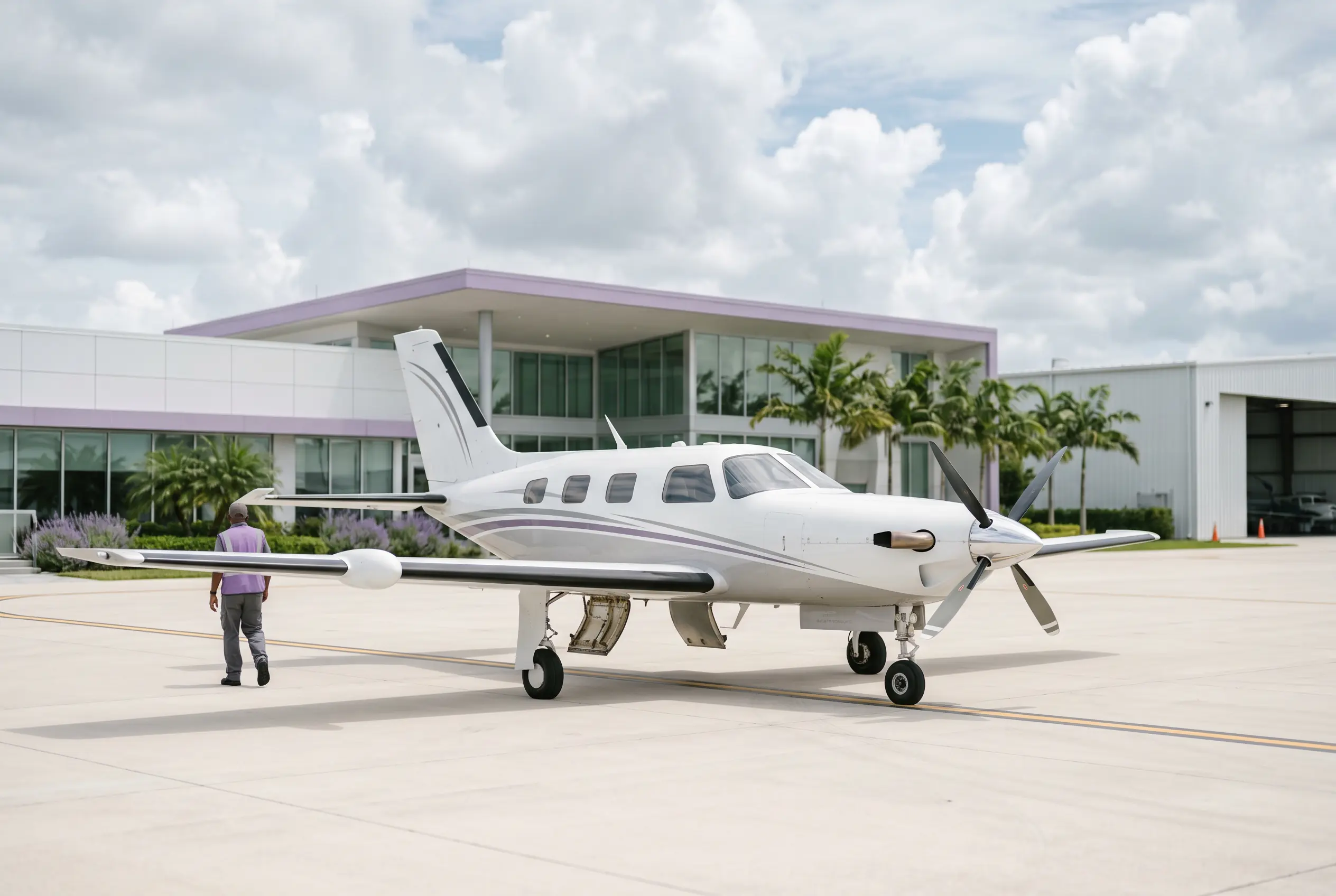 Piper M600/SLS on a Miami ramp ahead of a departure to New York