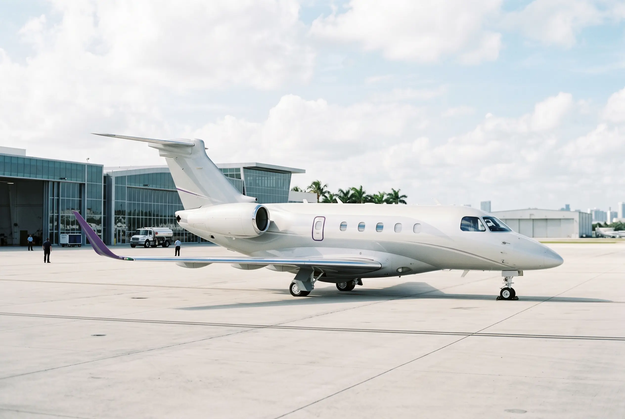 Embraer Praetor 500 on a Miami ramp ahead of a flight to New York
