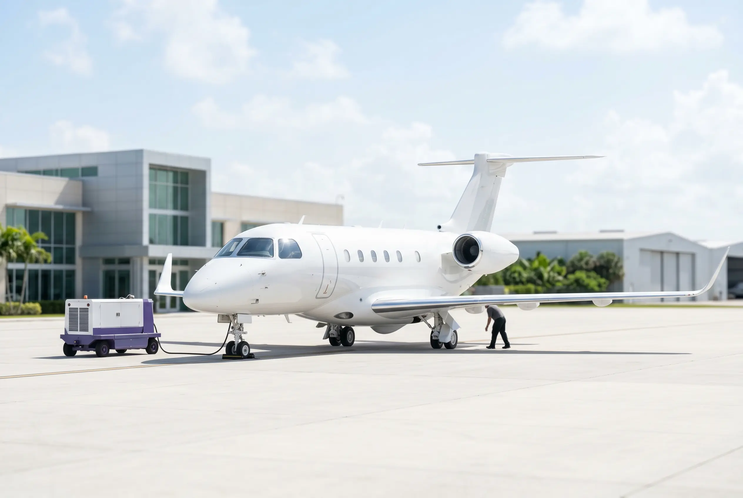 Embraer Praetor 600 on a South Florida ramp before a Miami to New York departure
