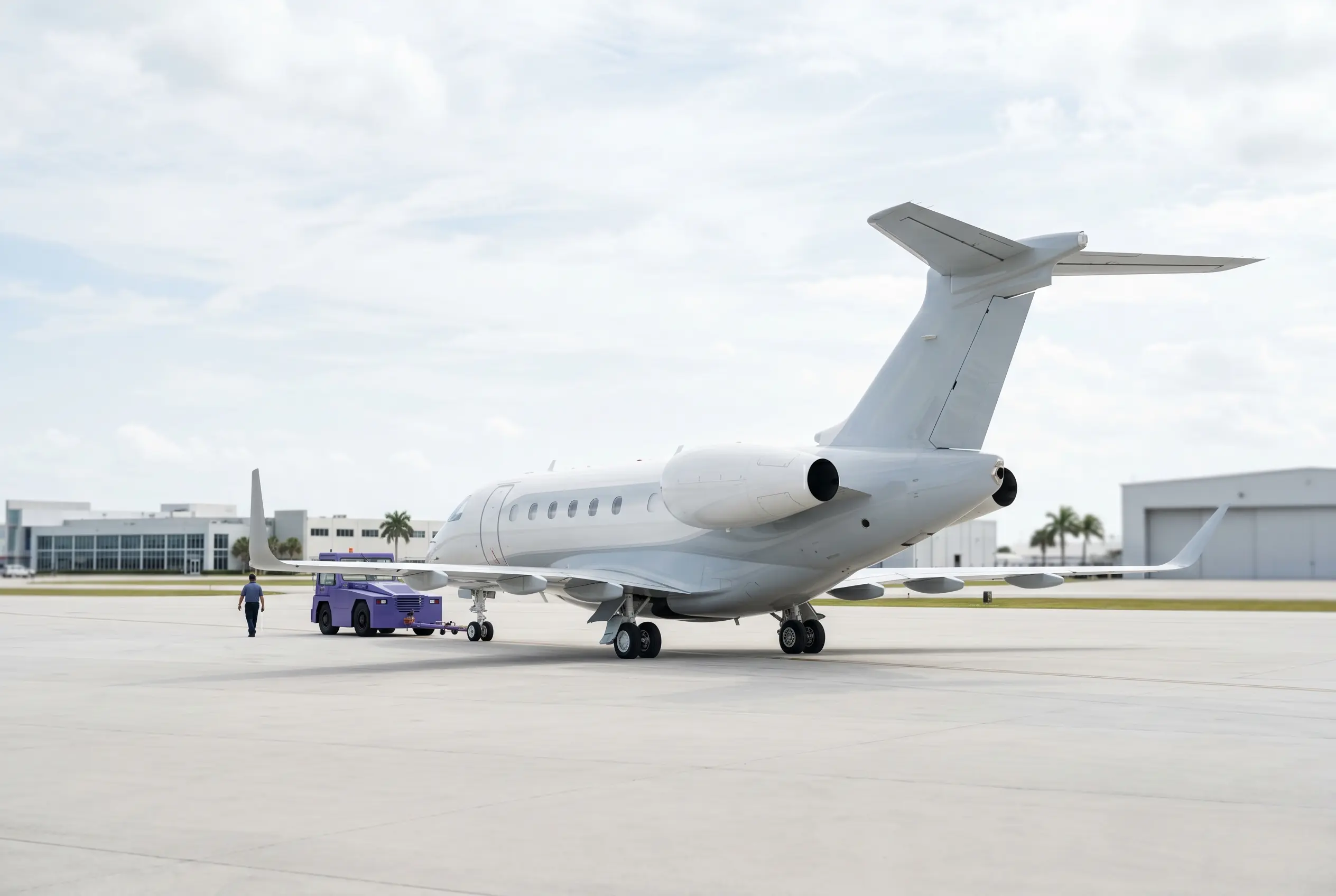 Embraer Praetor 600 on a Miami ramp ahead of a flight to New York